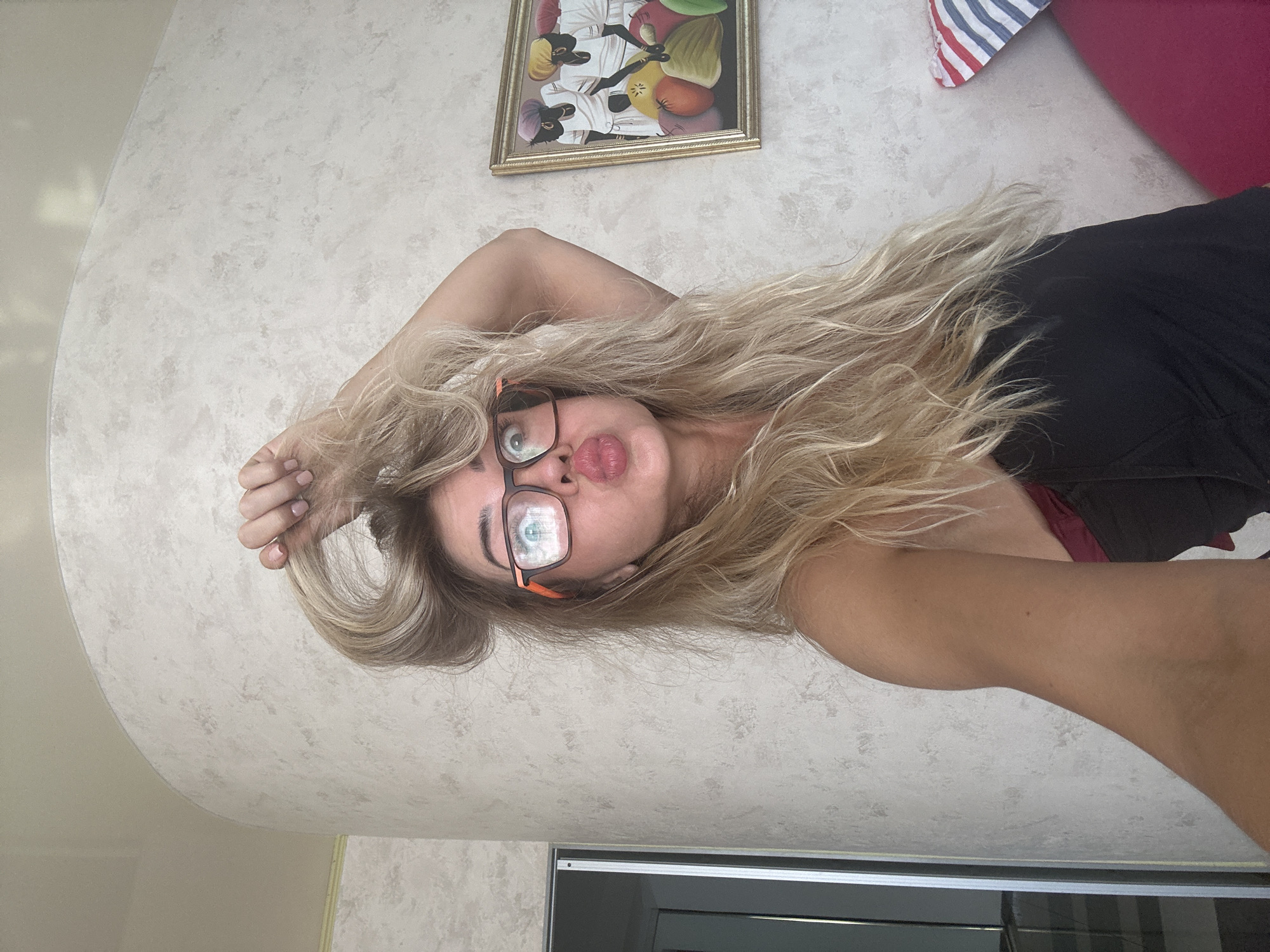 Lazy summer morning at home with a poodle in Armavir