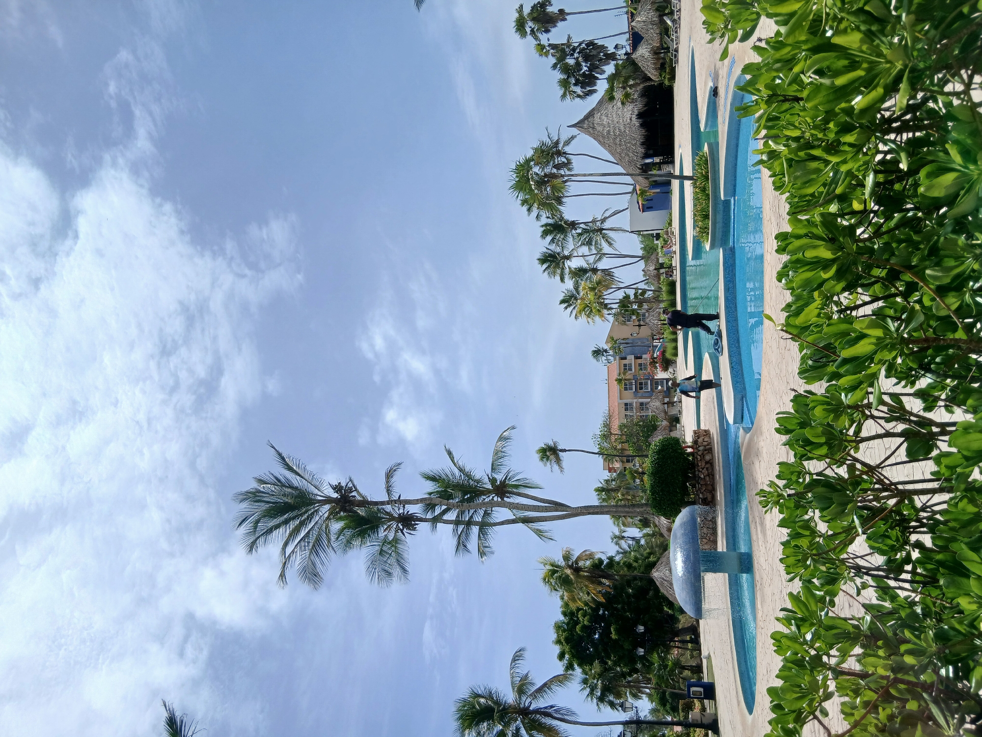 Tropical resort pool area in Playa El Agua, Venezuela