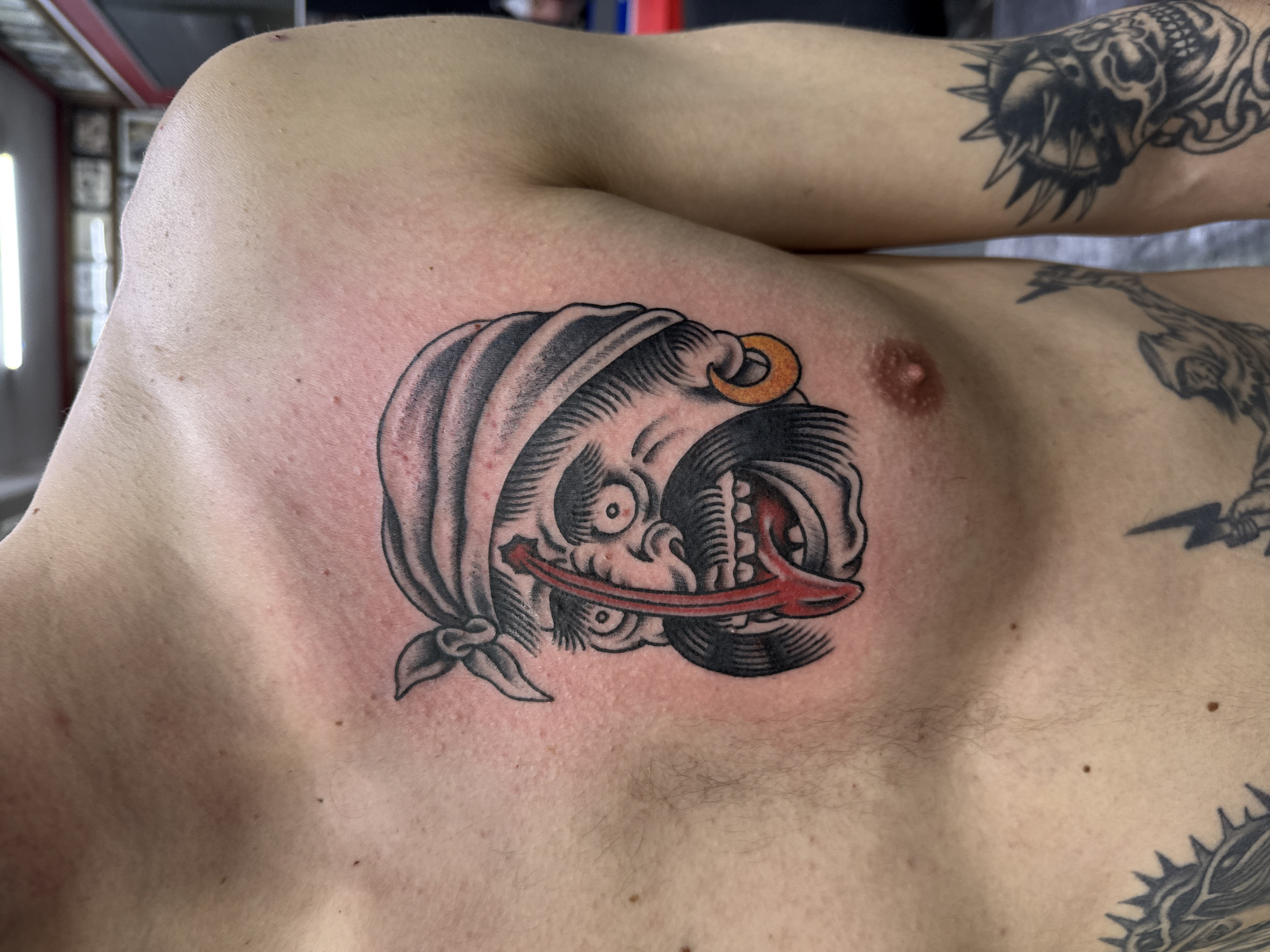Tattoo sightings documented in Moscow featuring monster and knight designs