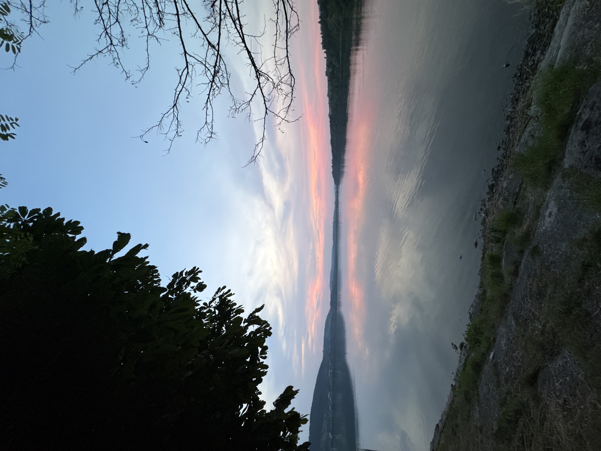 Dusk at the waterfront near Berezhany, Ukraine
