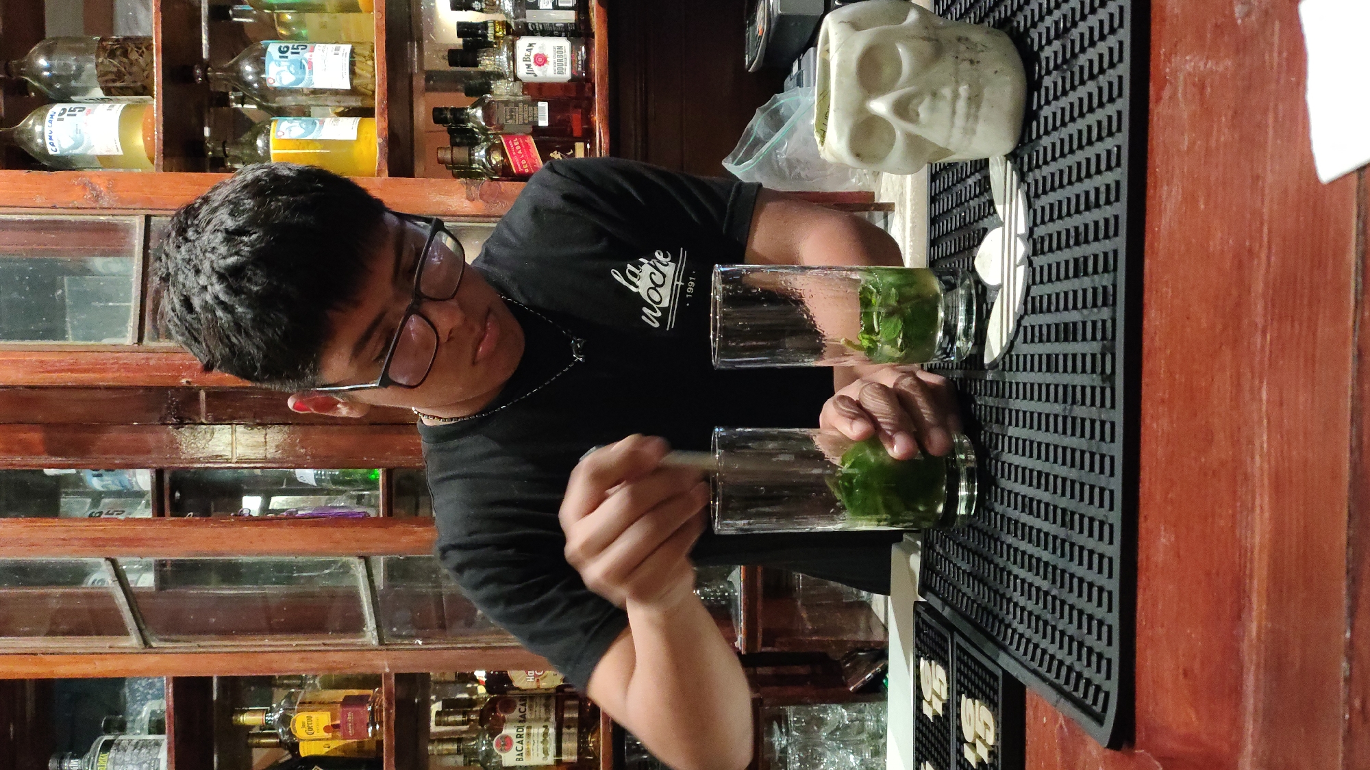 Early morning social gathering documented at Barranco bar
