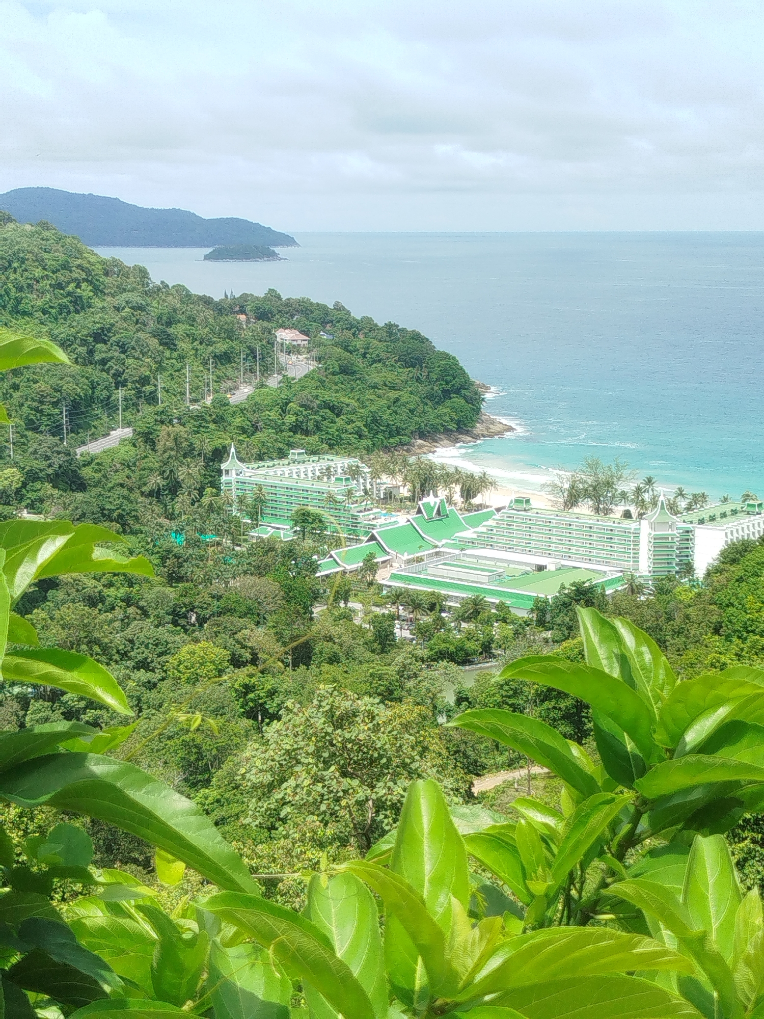 Hillside views over Karon's tropical coastline, Phuket