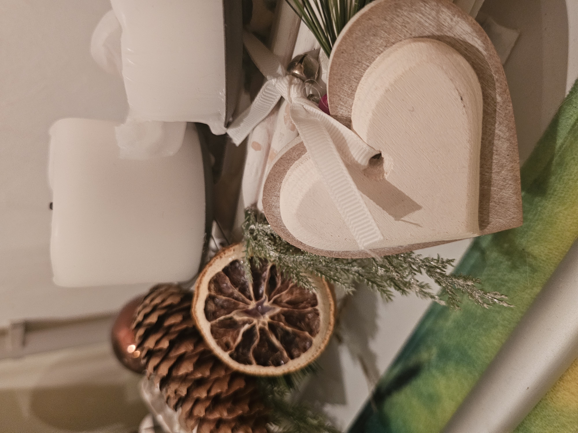 Closeup collection of seasonal decor, figurines, and ornamental objects