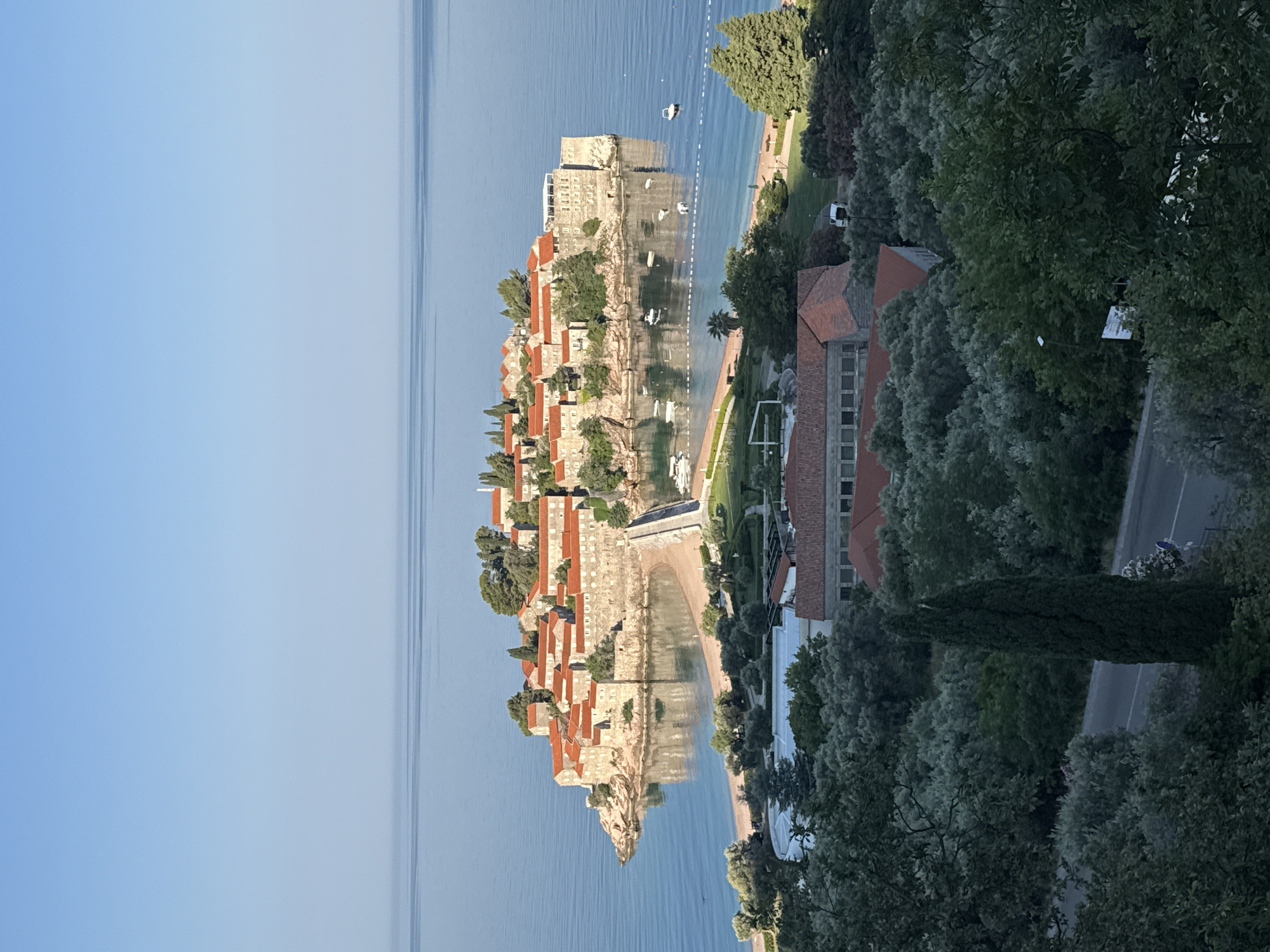 Sveti Stefan island and coastline from the road above