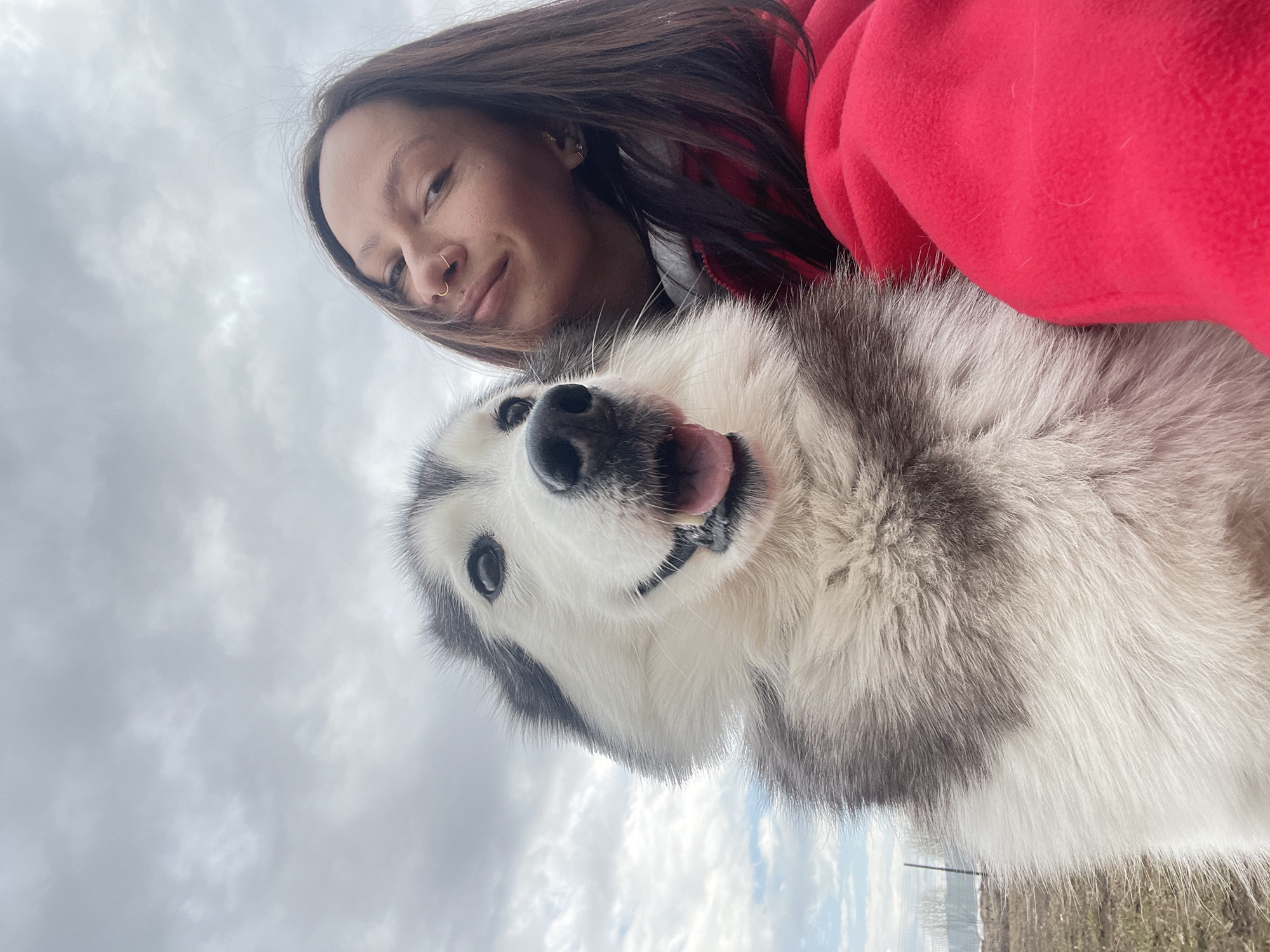 Woman and husky dog share morning photo session in Izhevsk