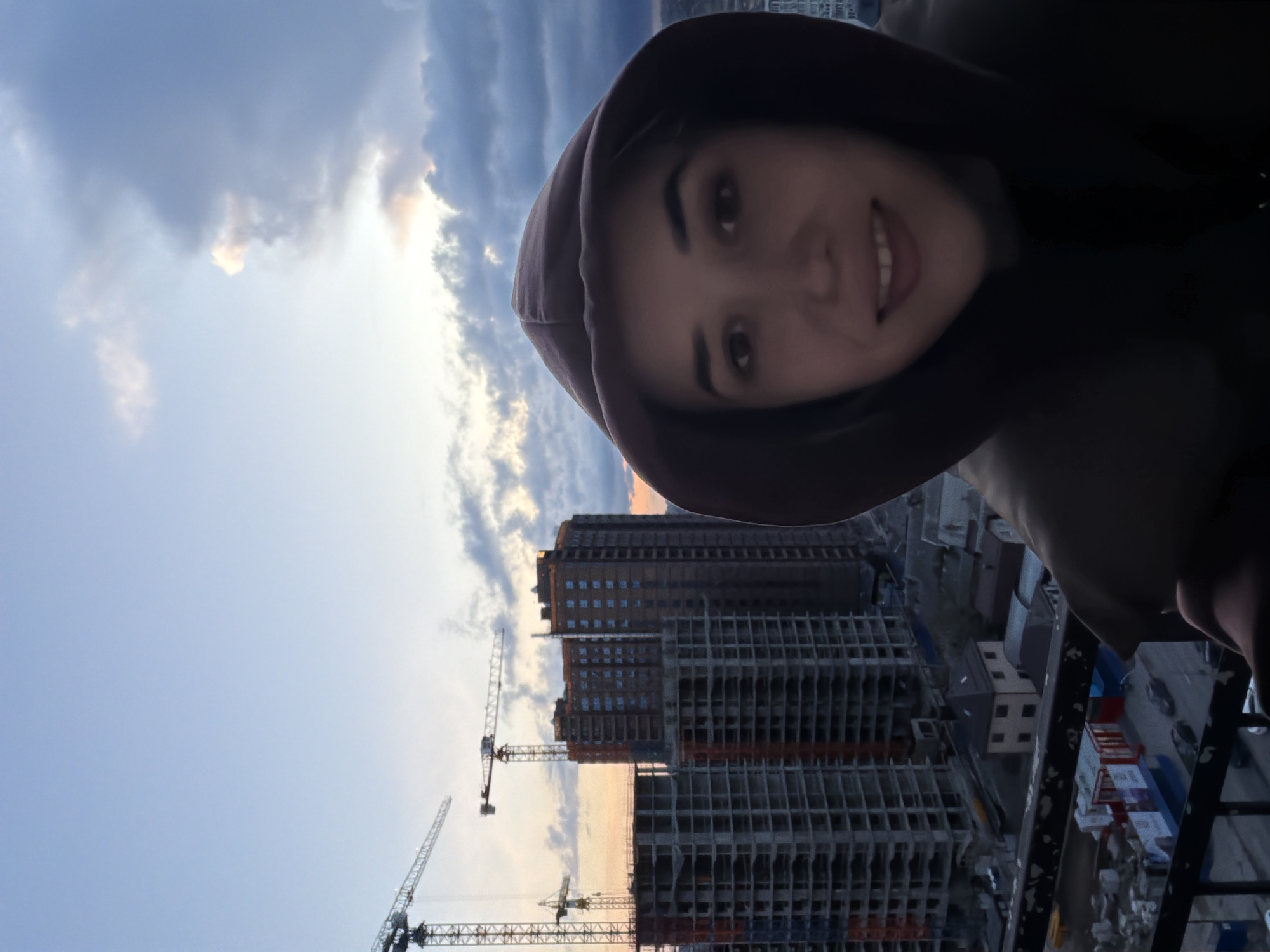 Woman captures selfie moment in Rostov-on-Don cityscape