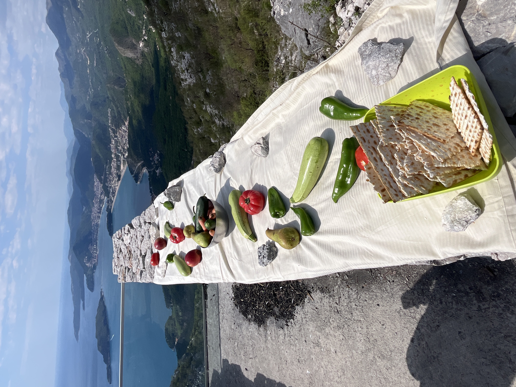Cliff-side picnic setup observed in Čelobrdo, Montenegro
