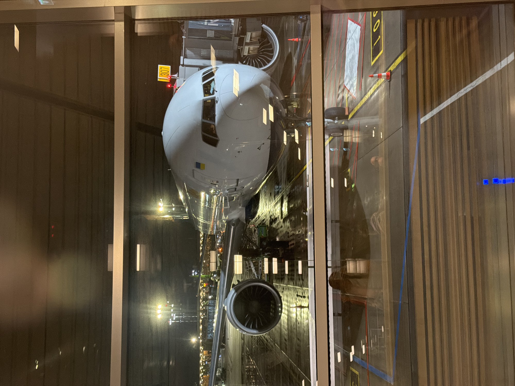 Night flight departure documented from Skulte airport terminal