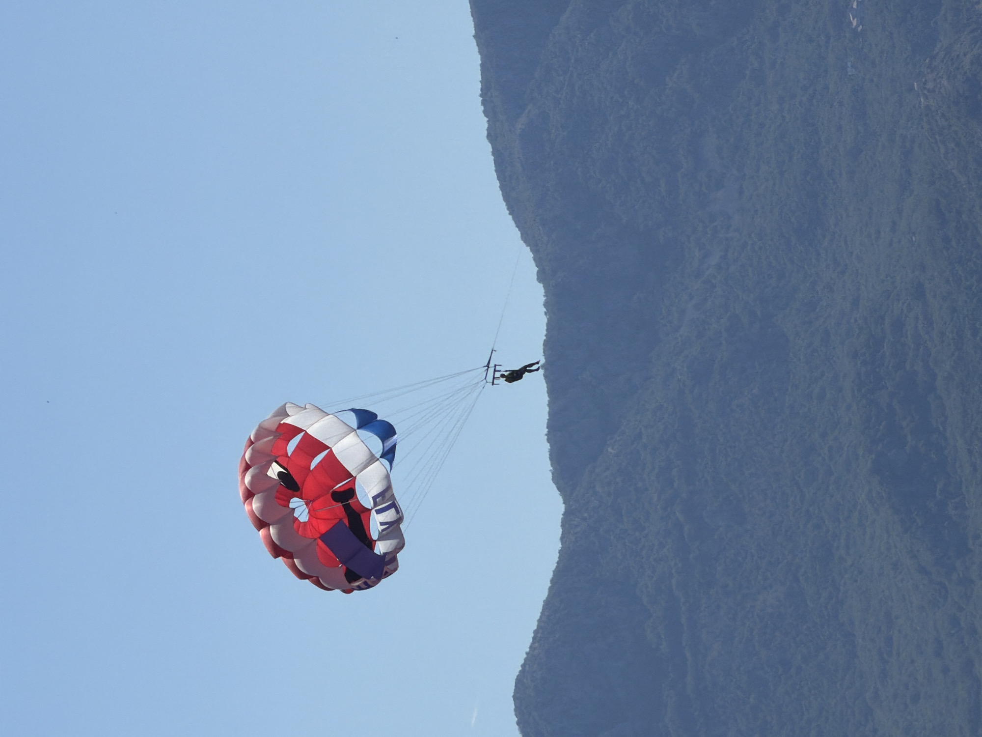 Parasailing and beach activity off Budva's Adriatic coast