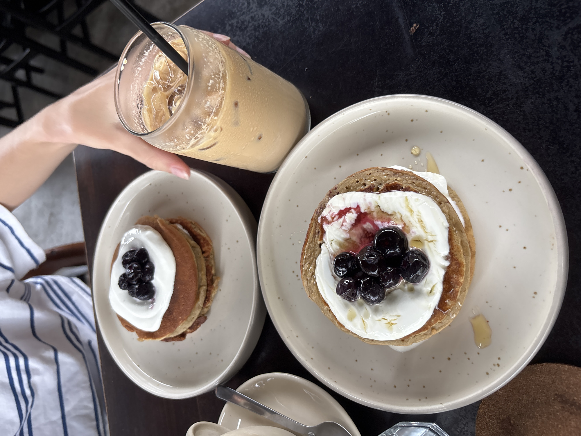 Morning breakfast documented at Kuta Selatan cafe during rain