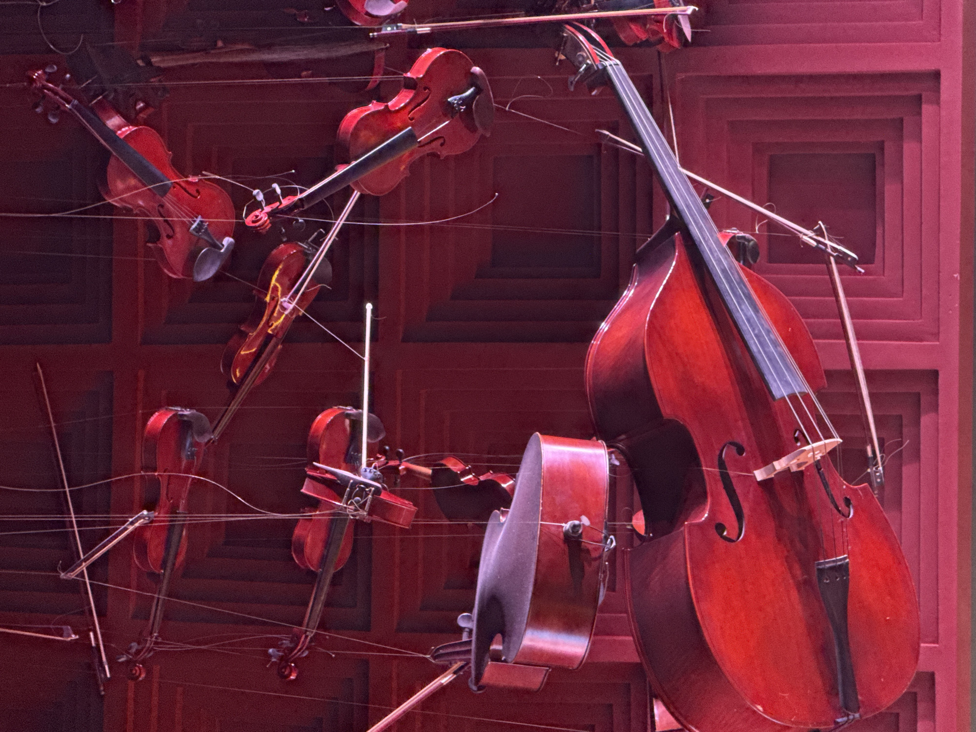 String instruments suspended from ceiling in Agadir, Morocco