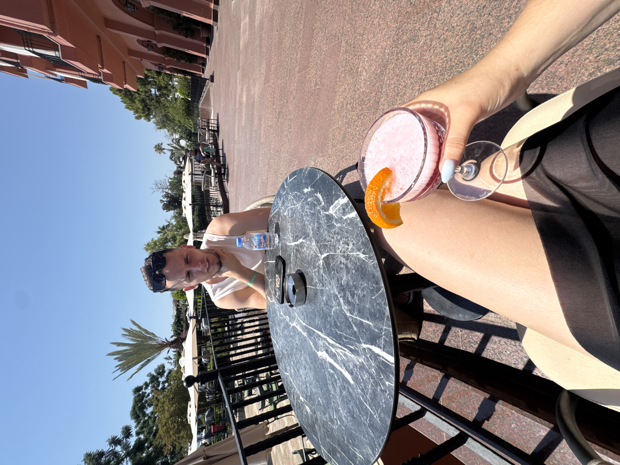 Cocktails and patio life at a Kemer resort café