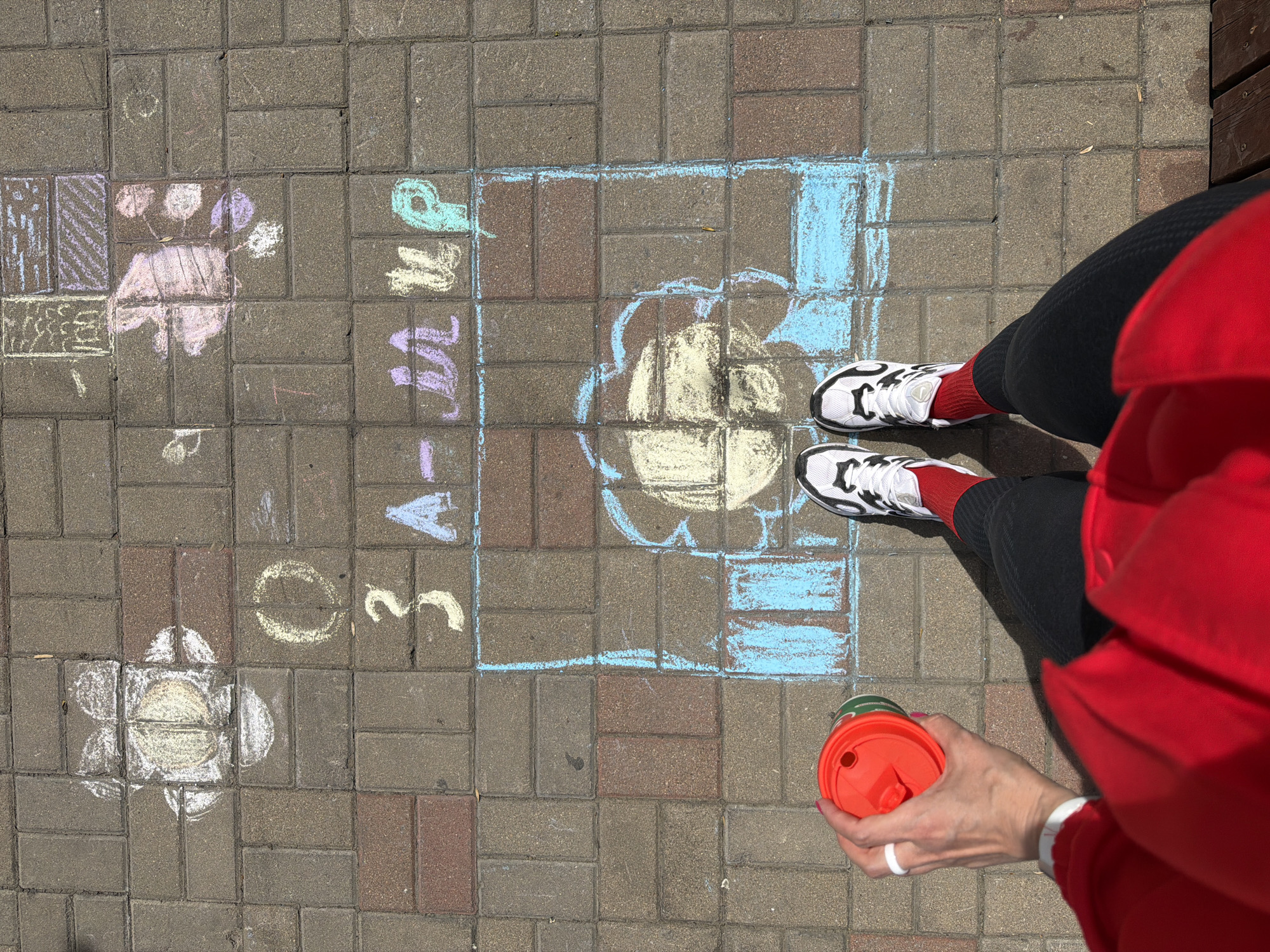 Late-night hopscotch game played in Birobidzhan plaza
