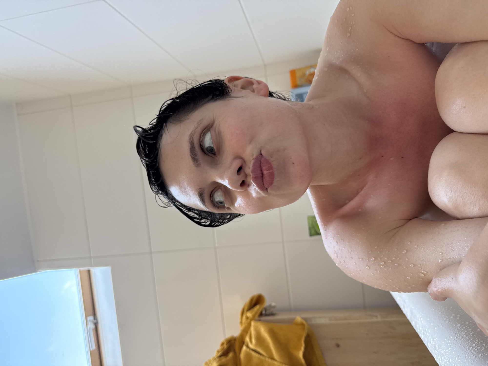 Post-shower portrait captured in Budapest