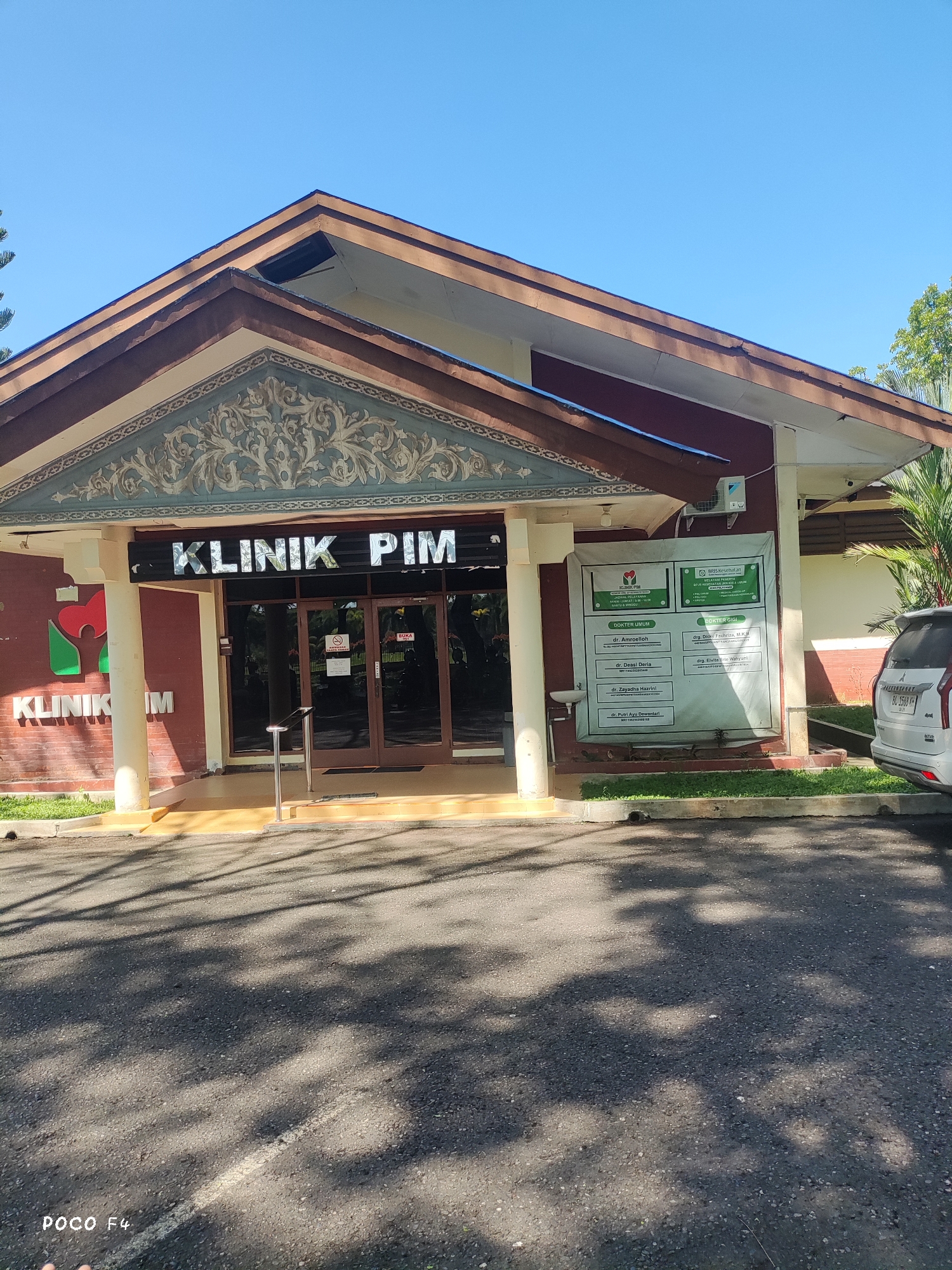 Inside and outside Klinik PIM, an Indonesian medical clinic