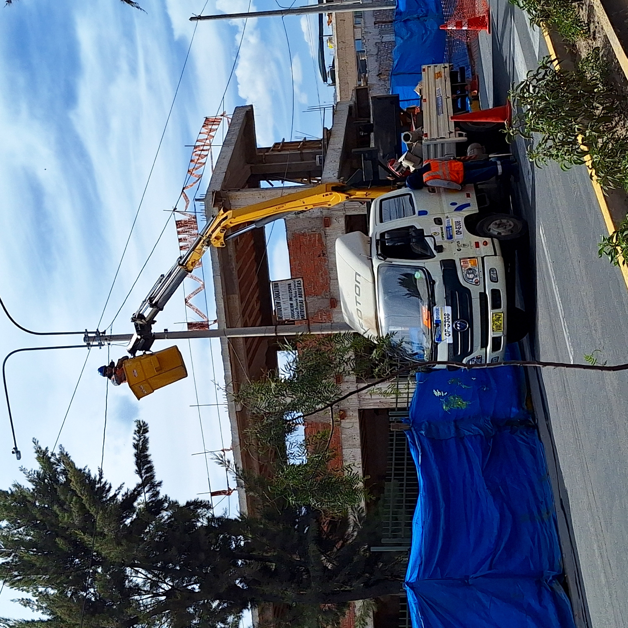 Construction truck with hydraulic equipment spotted in Mariano Melgar, Peru