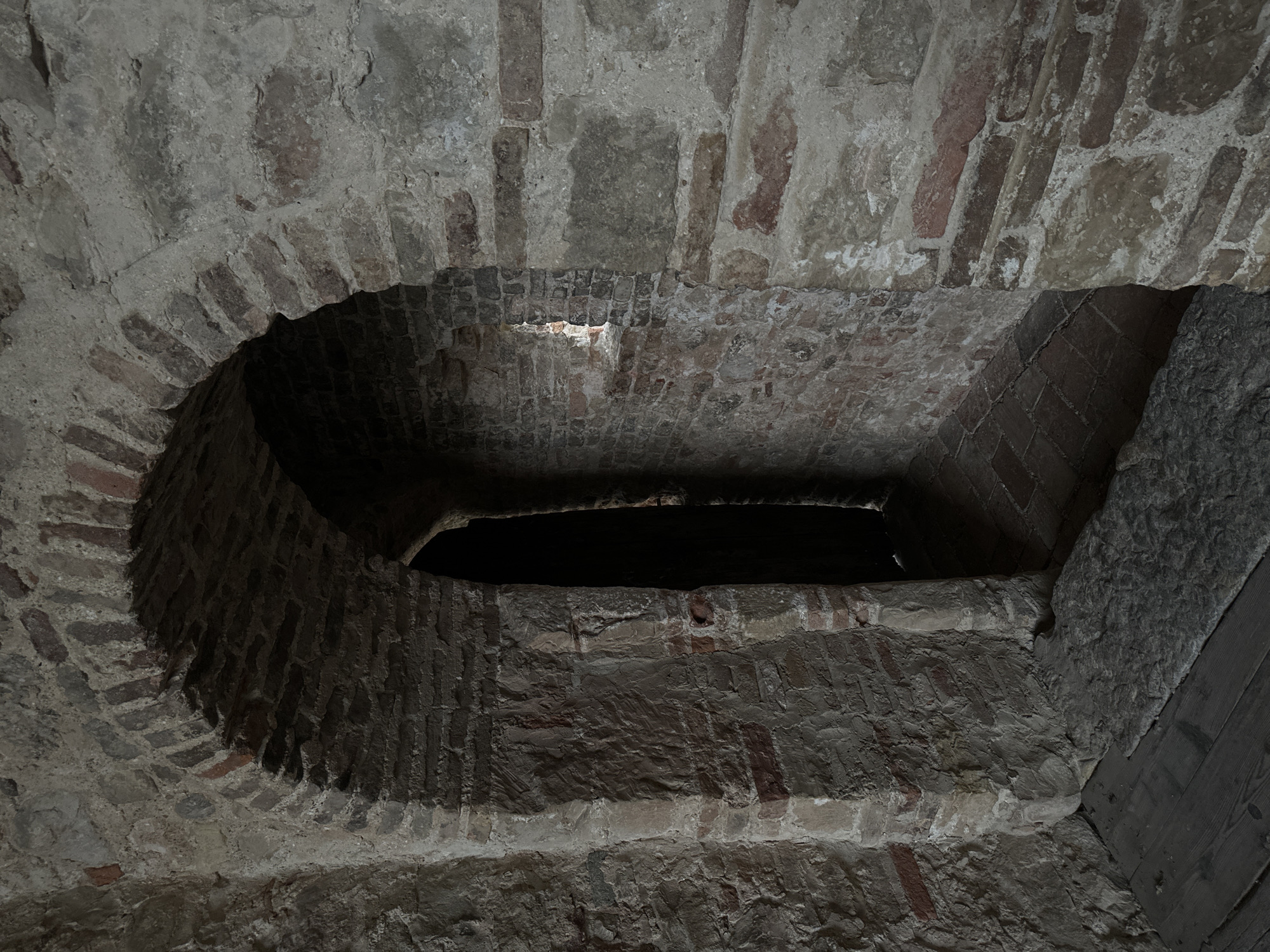 Inside a historic tower in Maser during a music festival