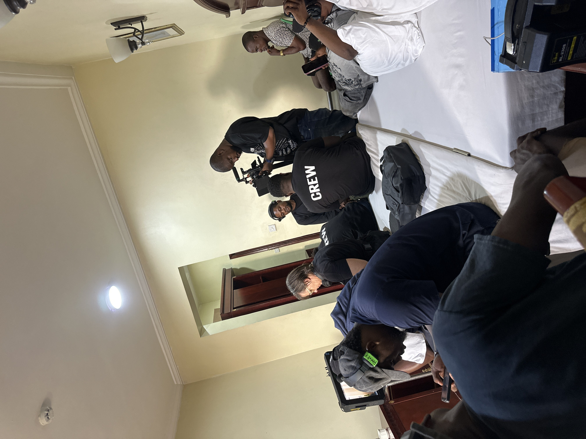 Film crew shoots bedroom scene in Lagos