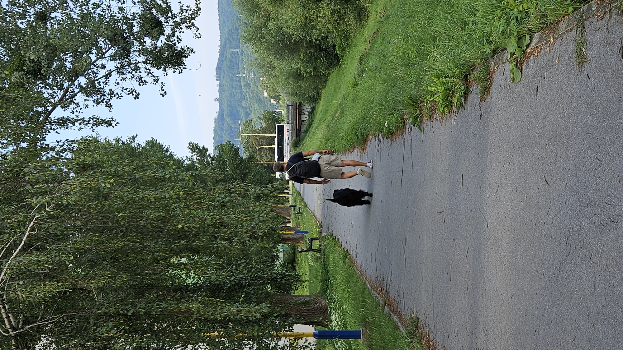Morning activity along Prešov's Torysa River path