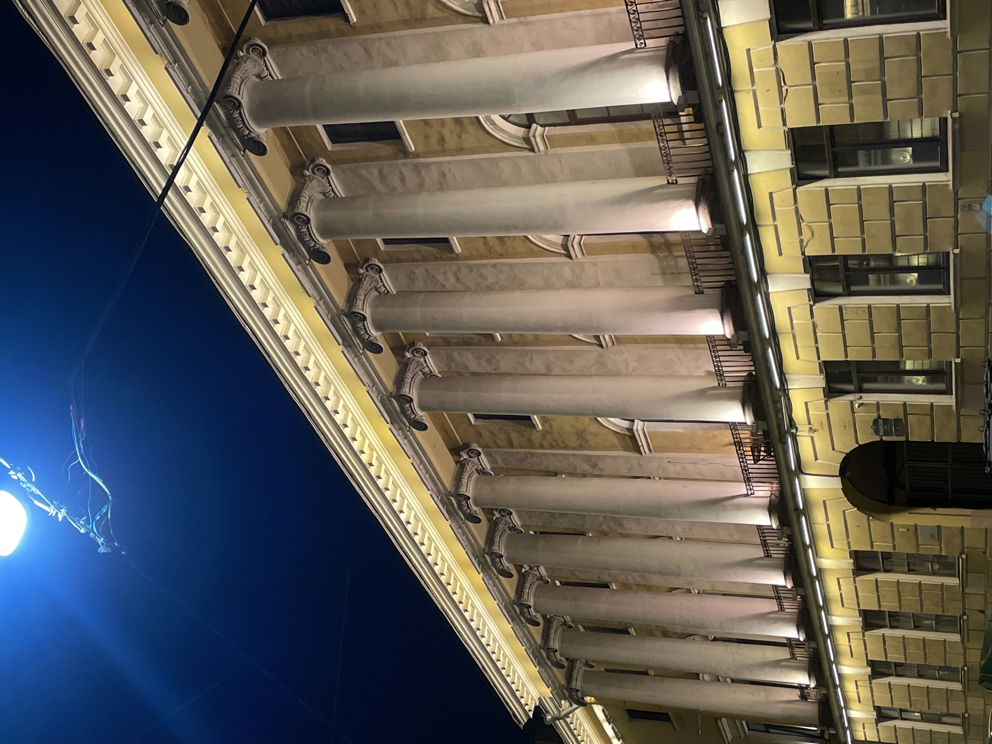Evening architectural documentation in historic Saint Petersburg district