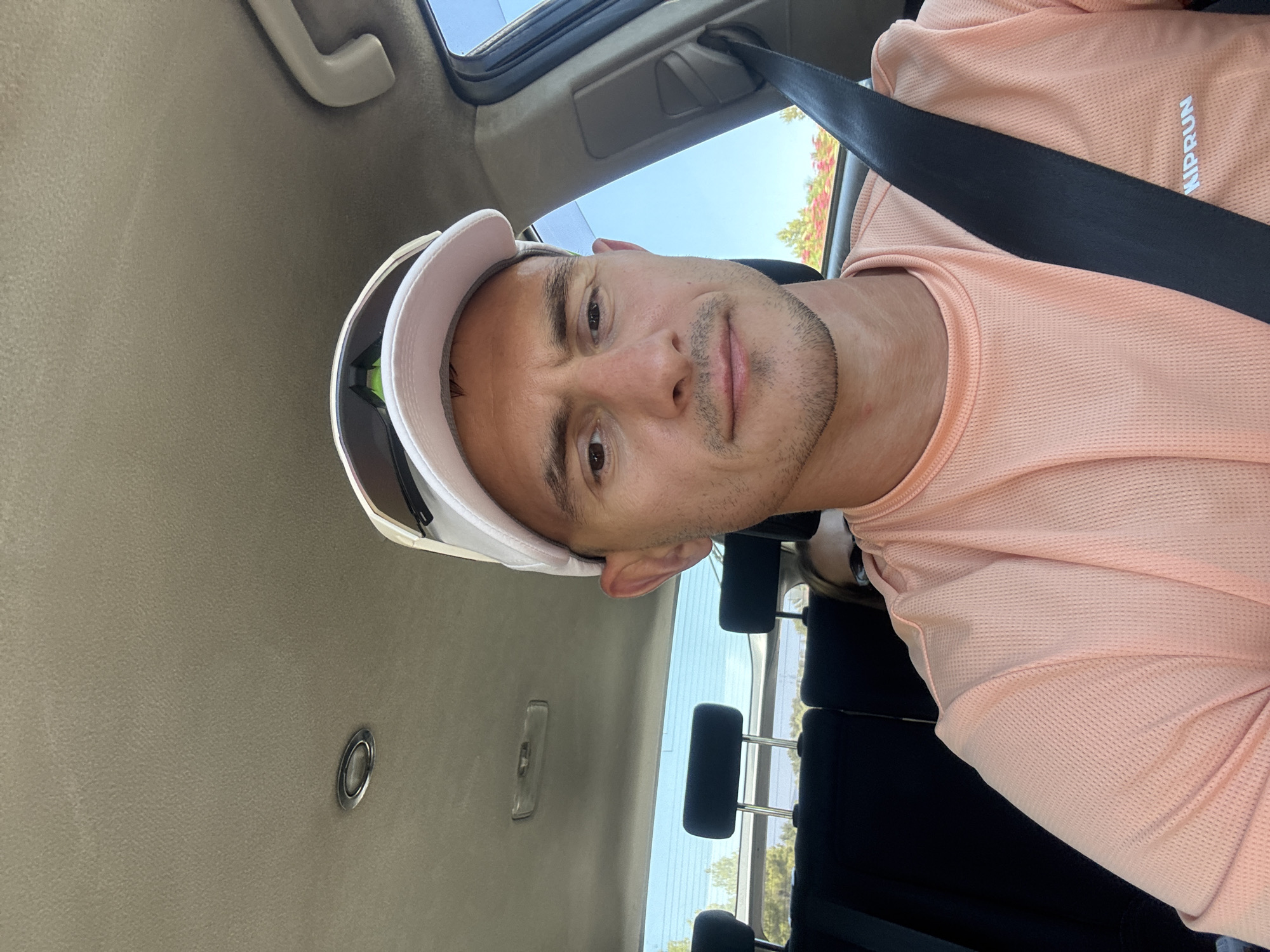 Passenger seat selfie on a road trip through Tibi, Spain