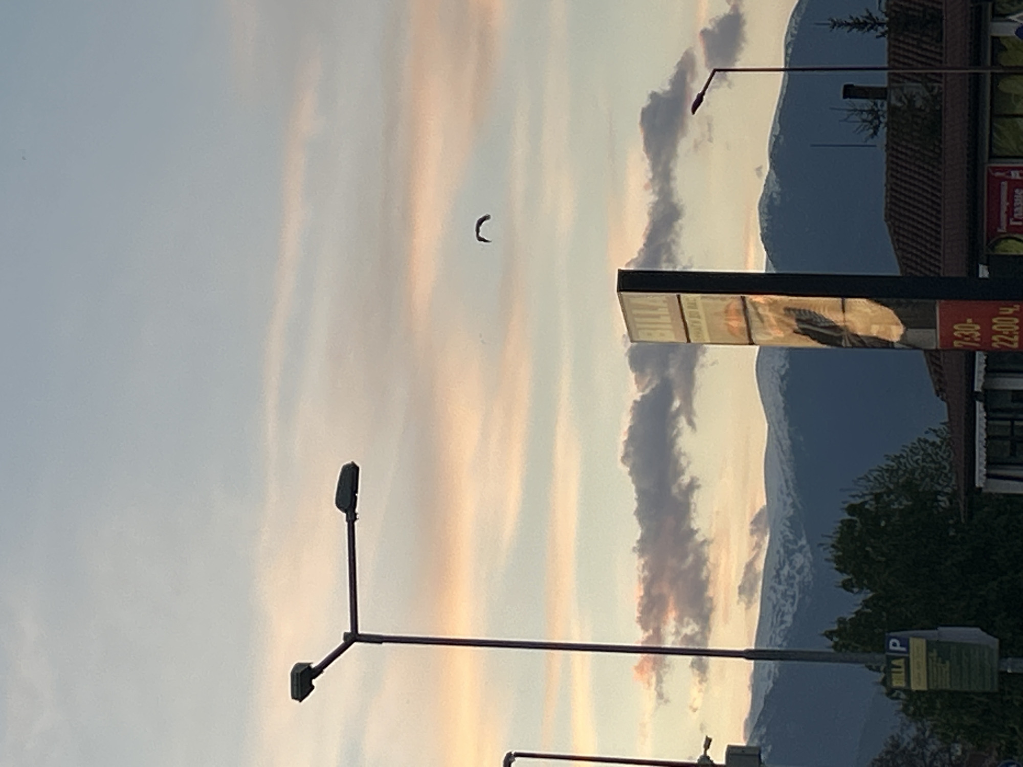 Twilight sky displays pastel colors over Bansko, Bulgaria