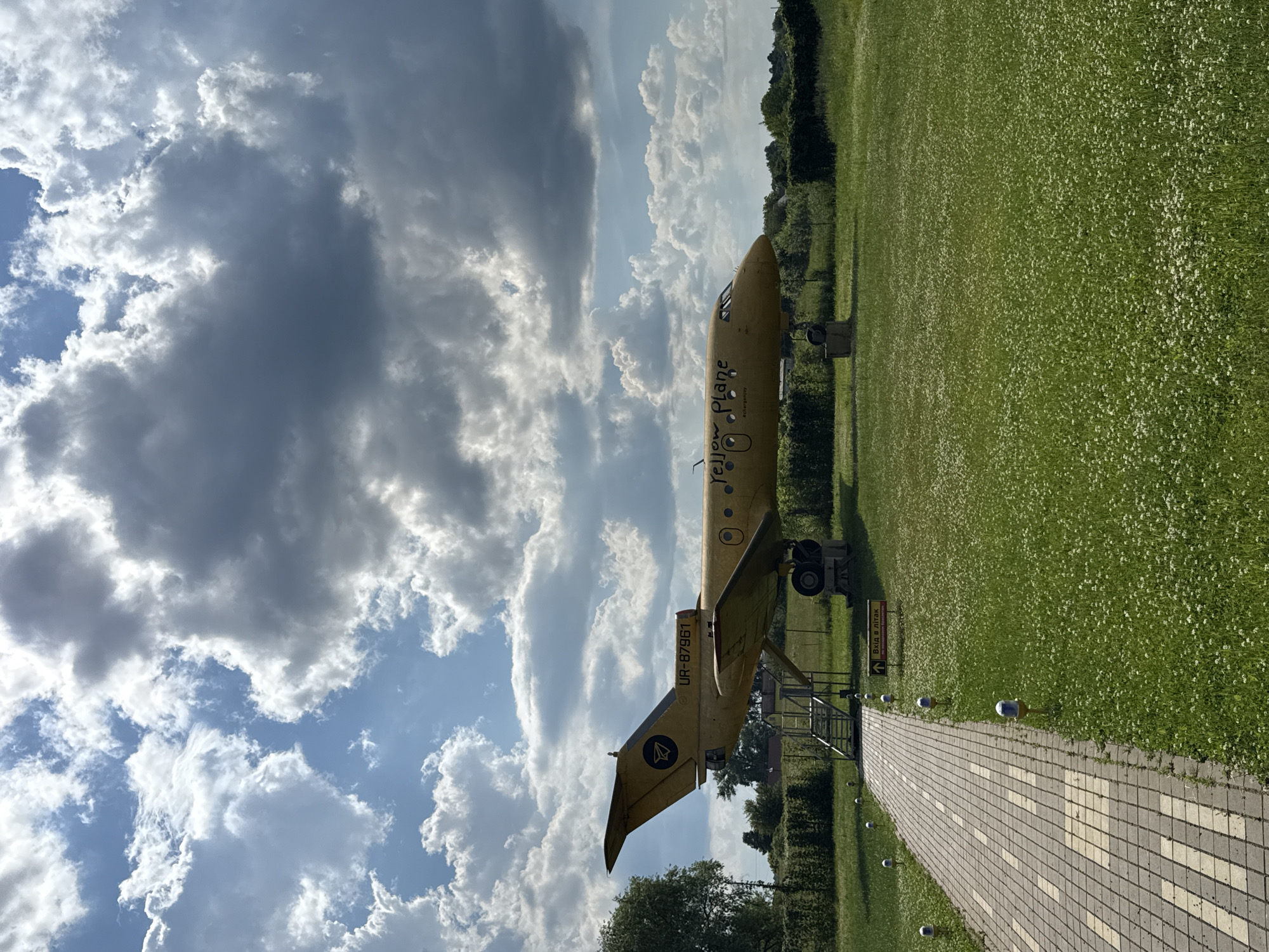Yellow plane on outdoor display in Zavalivka, Ukraine