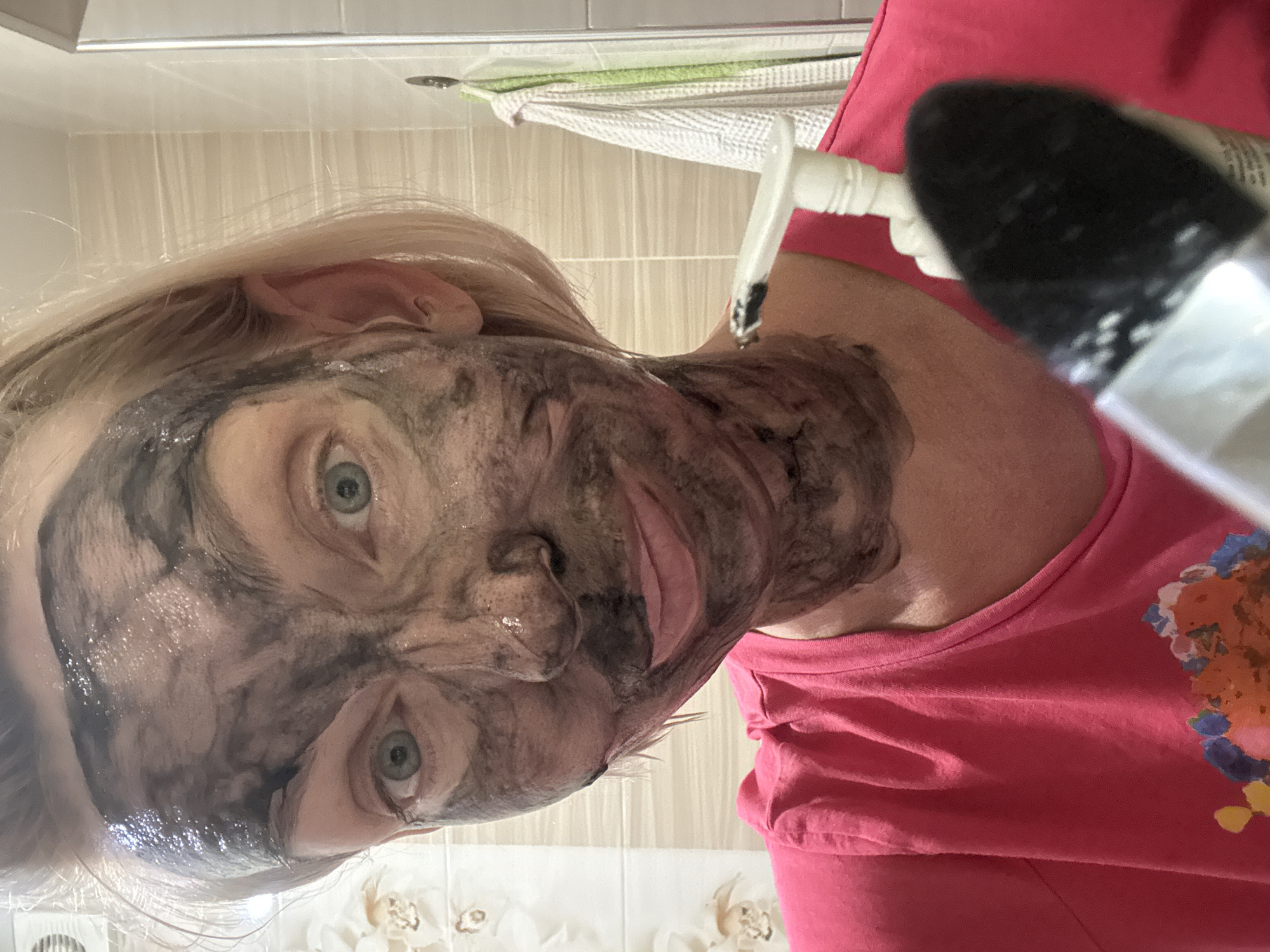 Woman's evening skincare routine documented in Sochi hotel room