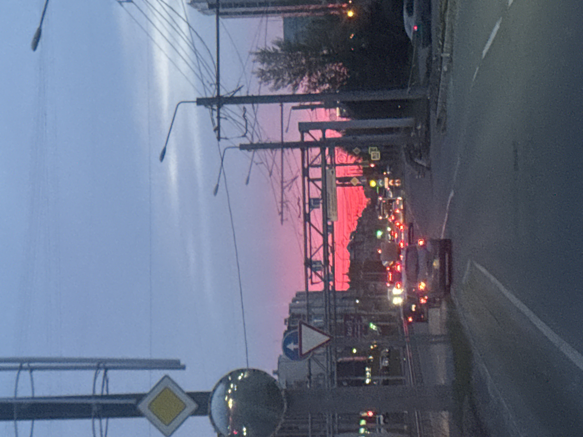 Pink sky captured over Krasnoyarsk street scene