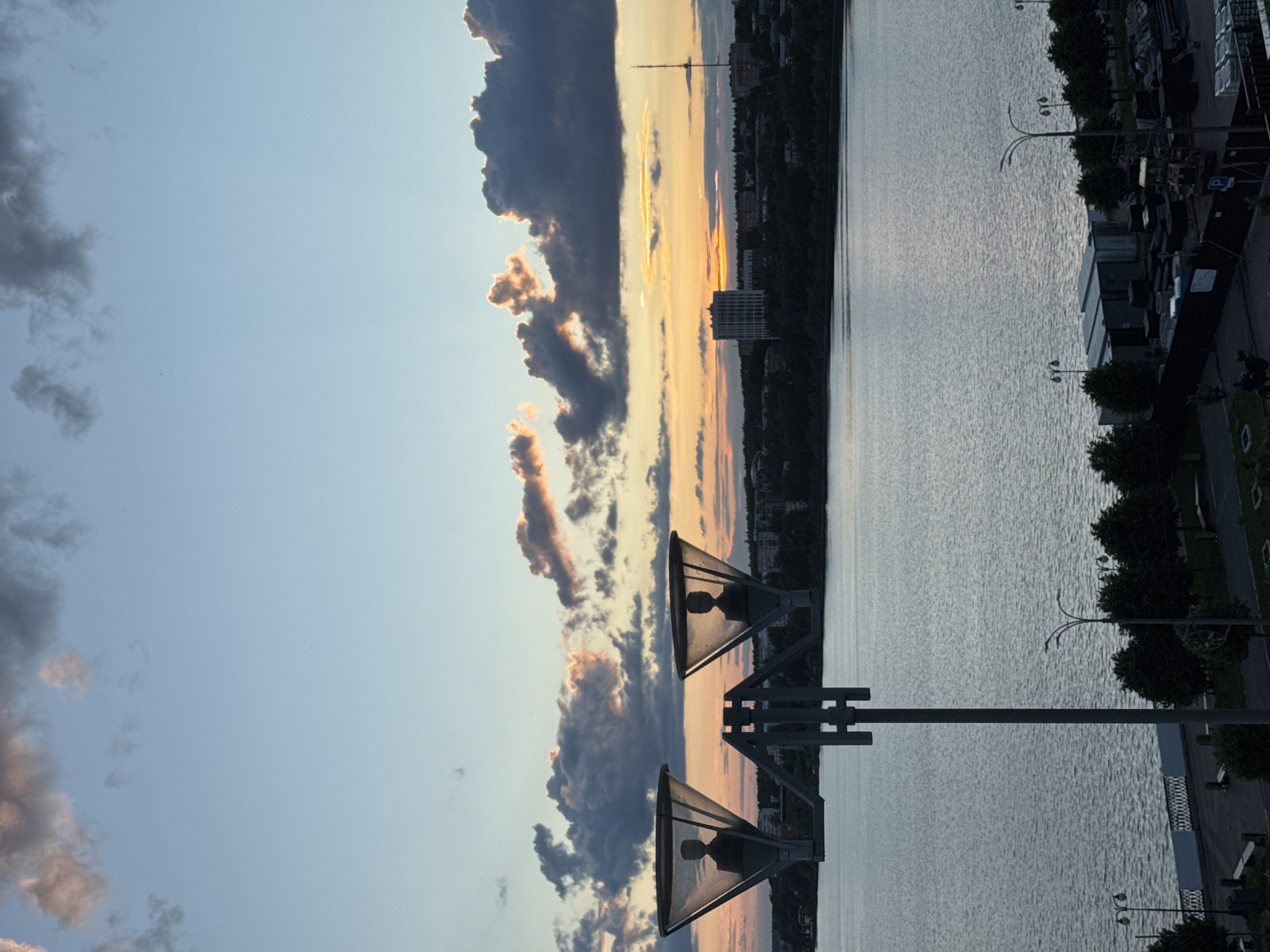 Evening sunset documented along Izhevsk waterfront in Russia