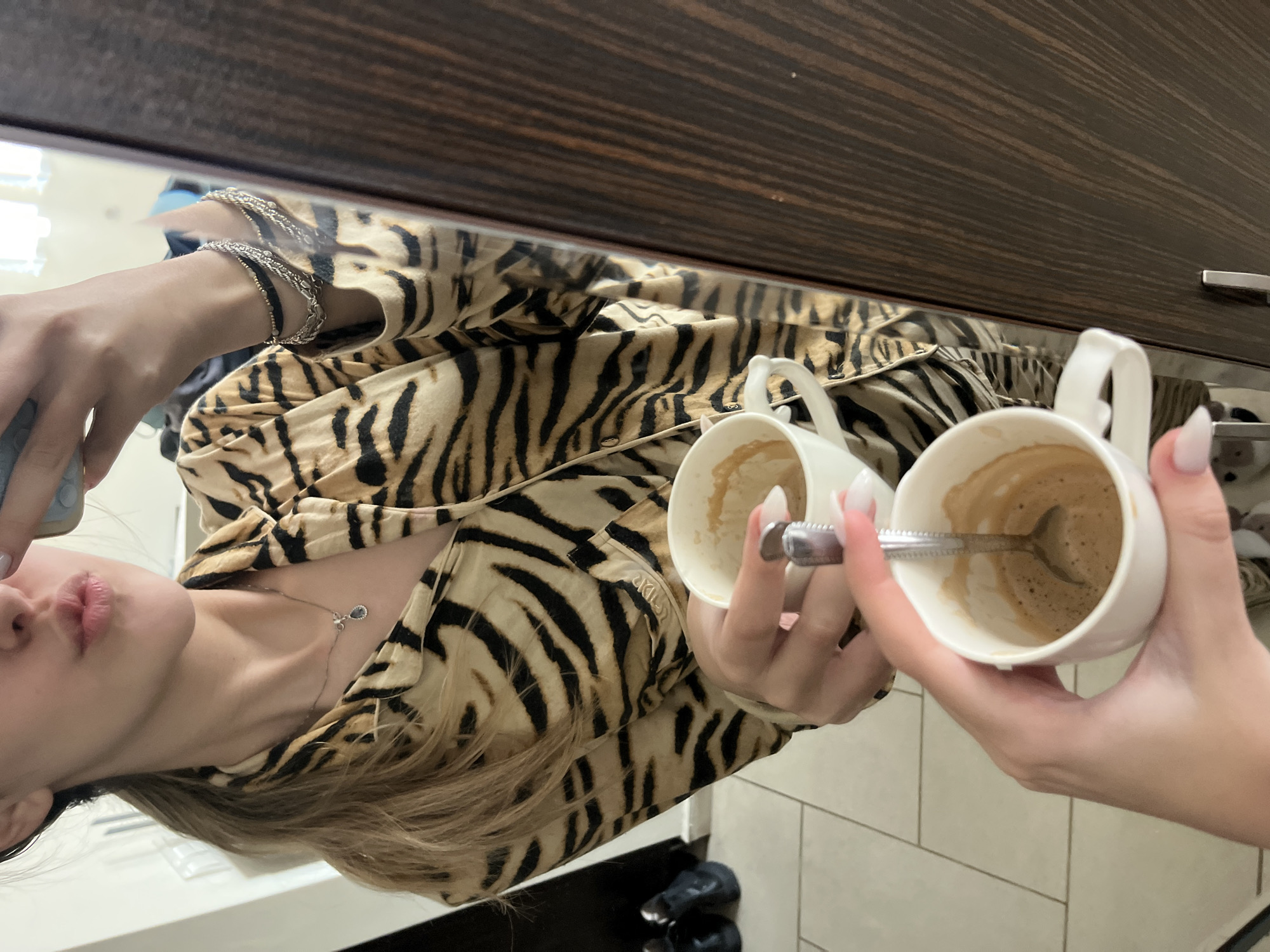 Woman documents morning cooking and selfies in Sofia apartment