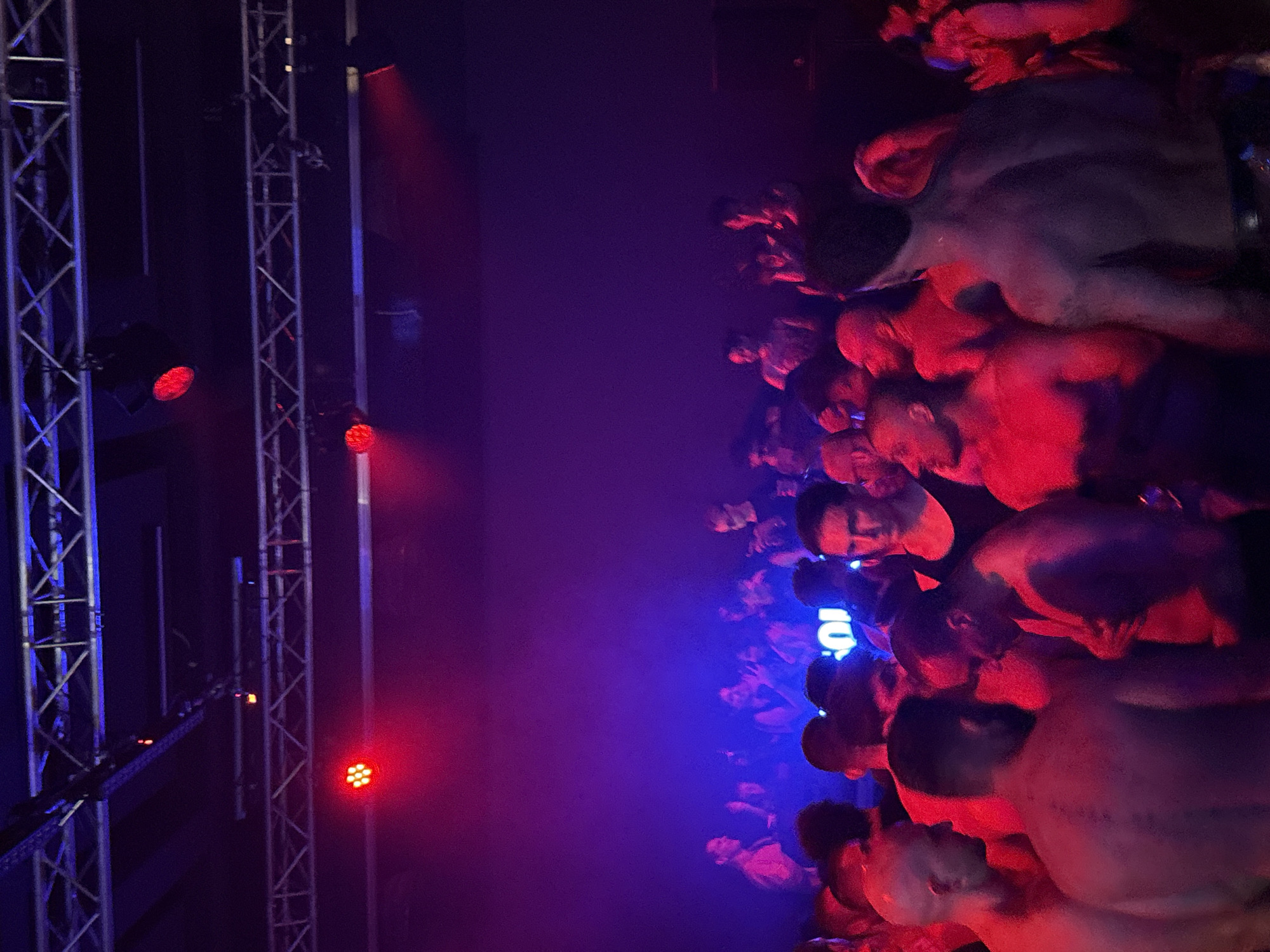 Late night club scene in Sofia with colorful lighting