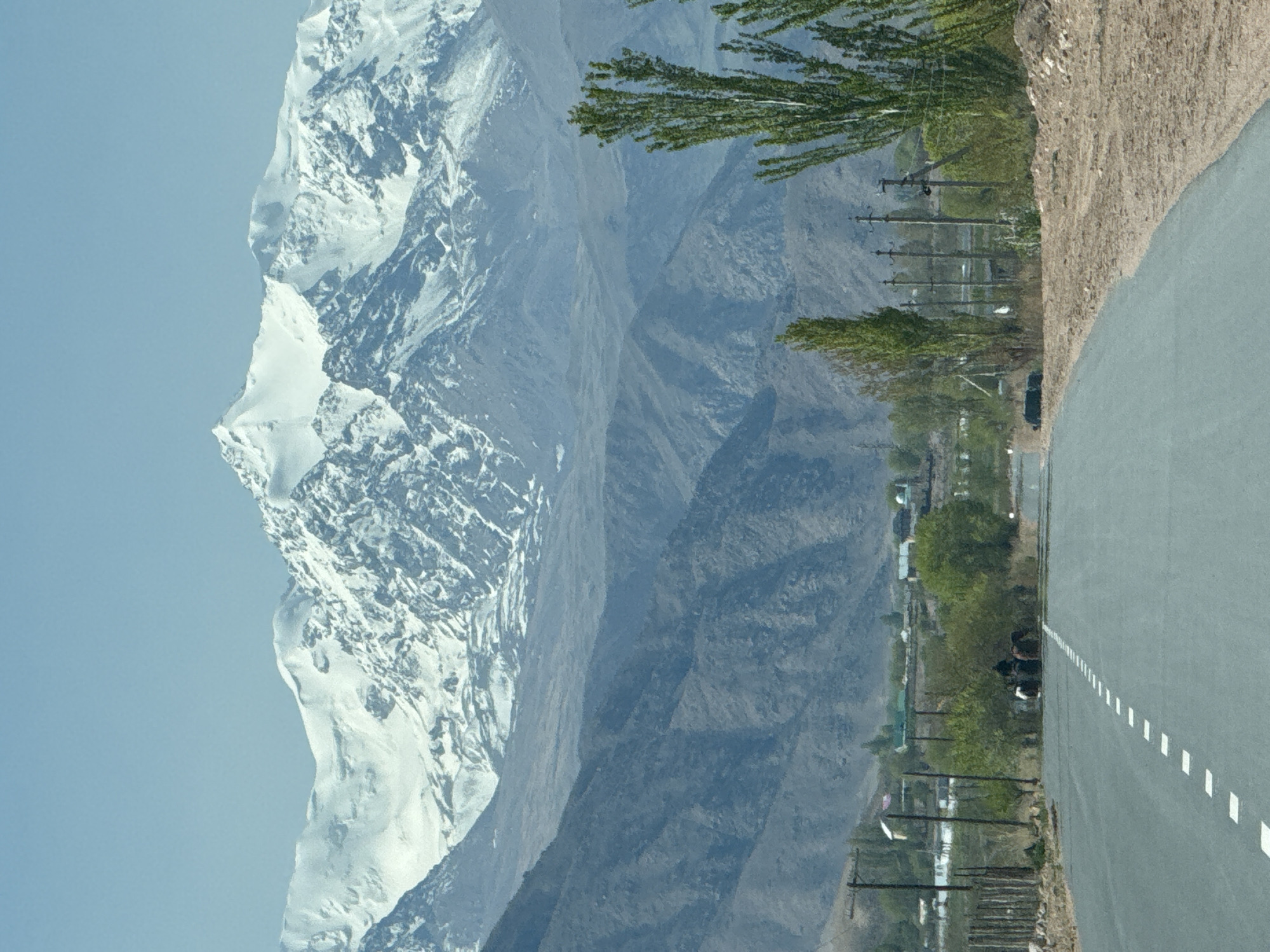 Snow-capped mountains observed near Tong, Kyrgyzstan at dawn