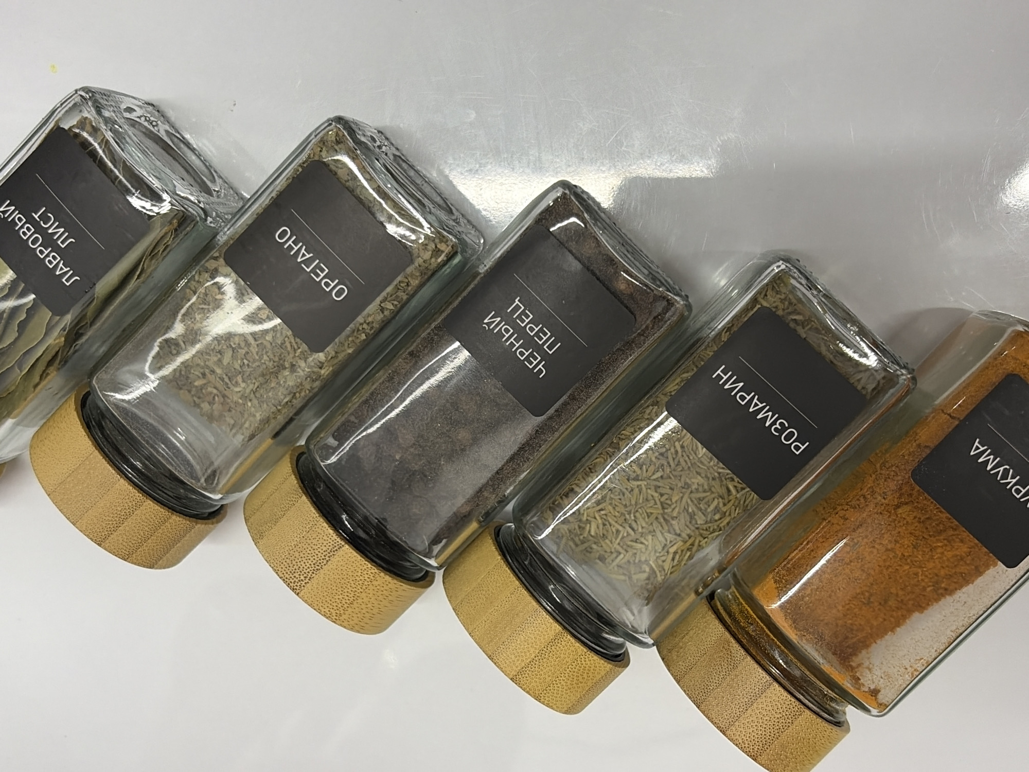 Flat-lay product shoot with spices, markers, and tech accessories