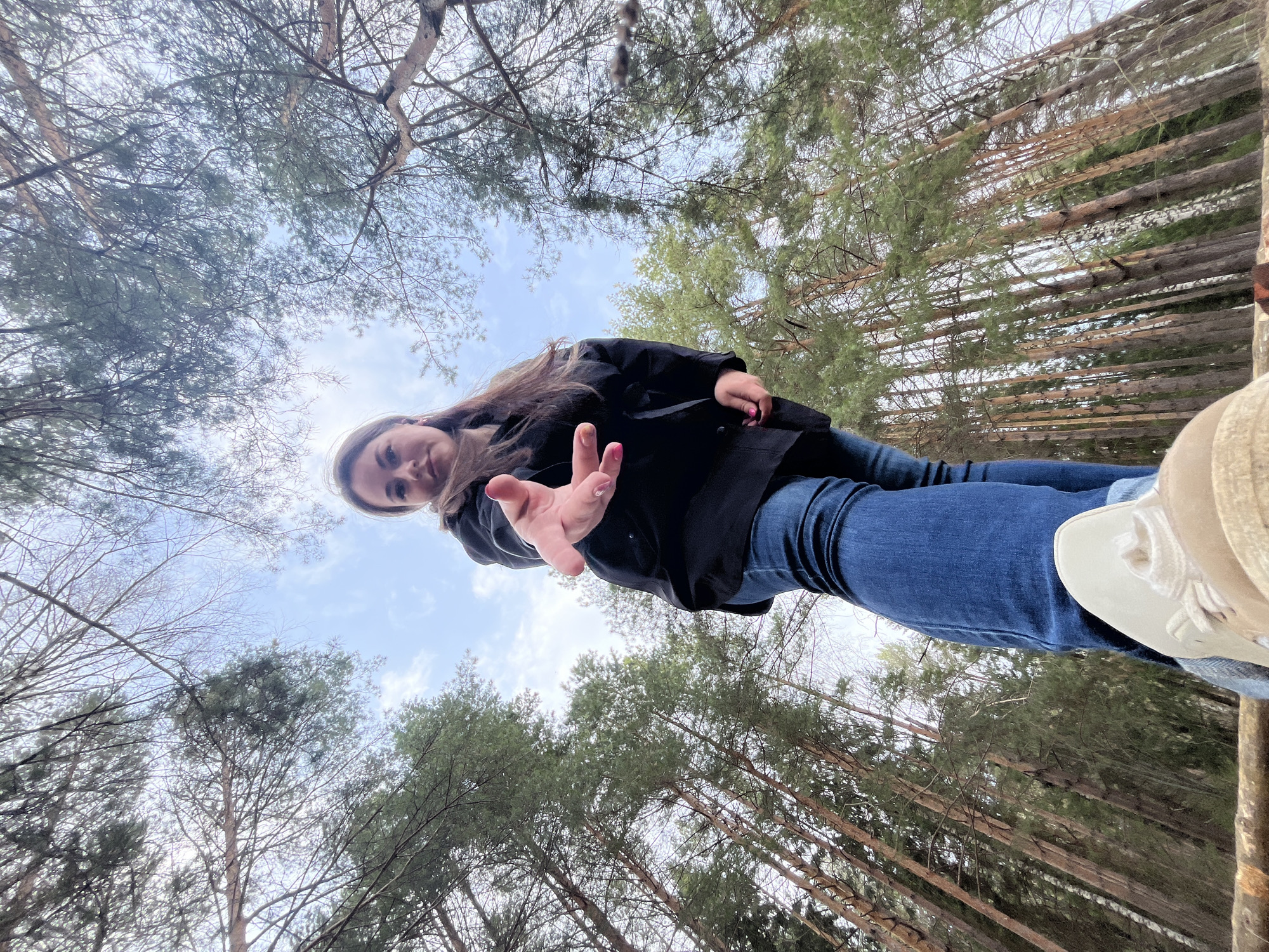 Woman explores spring forests near Chaikovsky, Russia