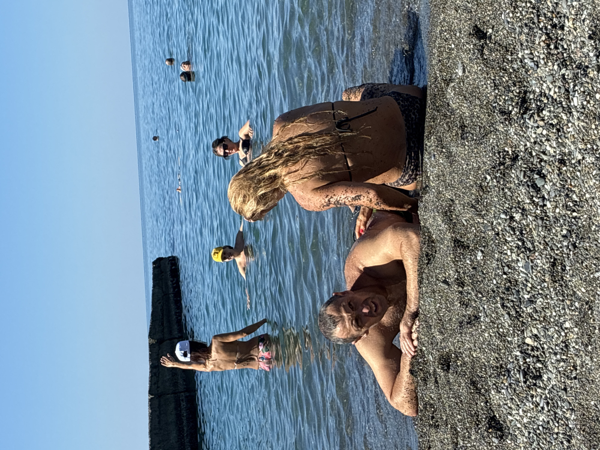 Summer morning on Sochi's pebble beach