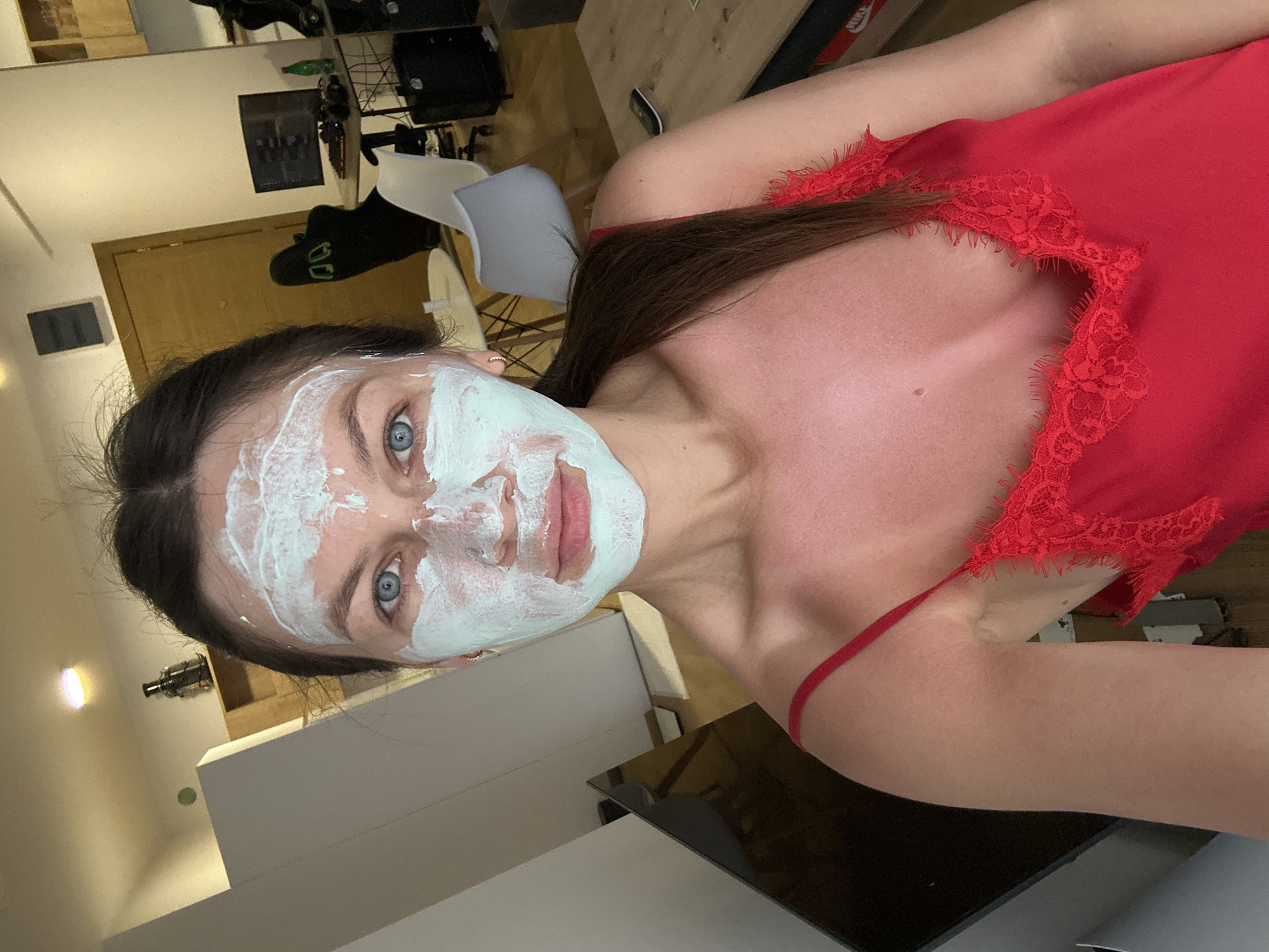 Woman documents morning skincare routine and breakfast in Montenegro