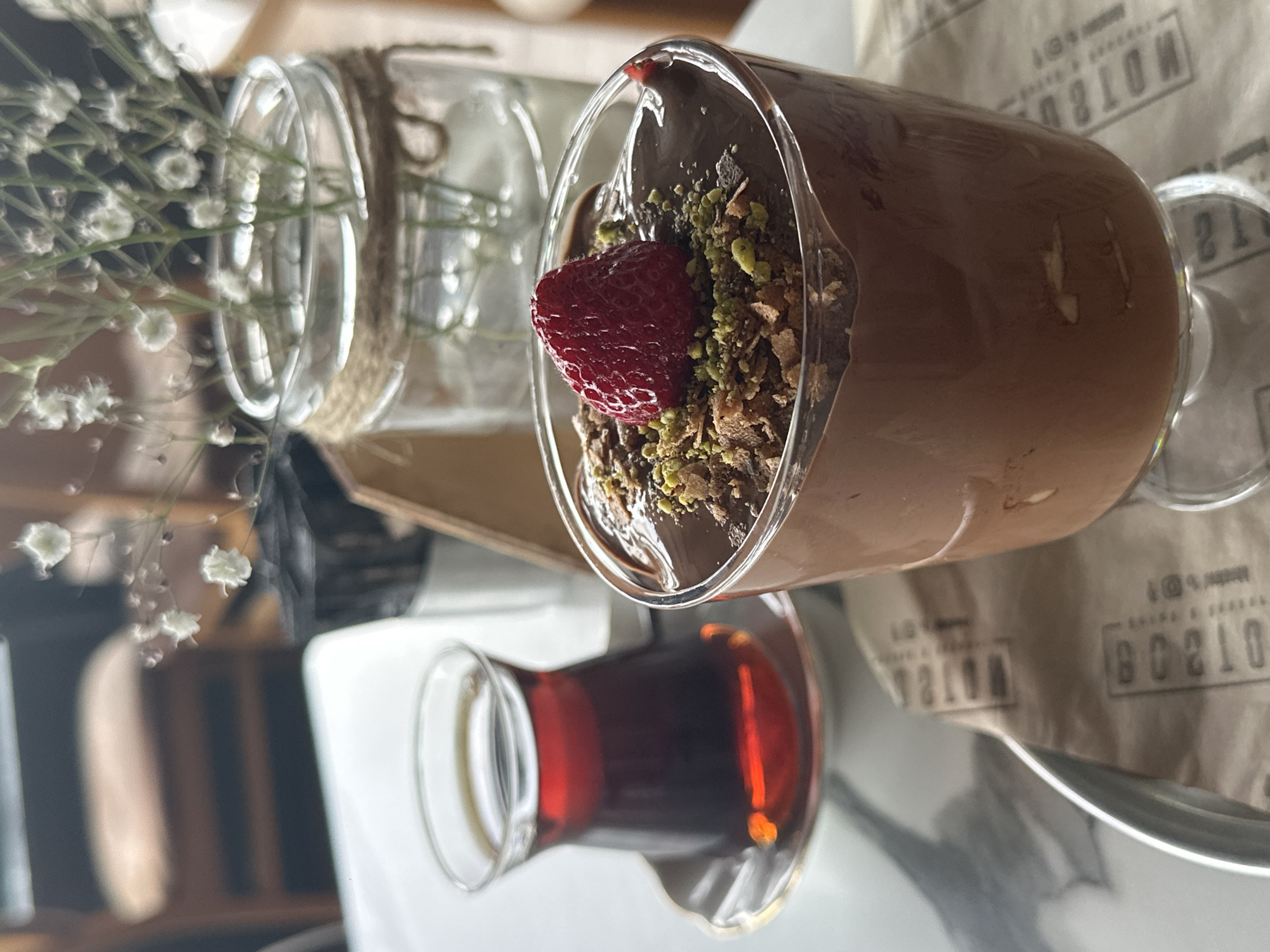 Chocolate mousse served at MOTBOM branded restaurant in Marmaris
