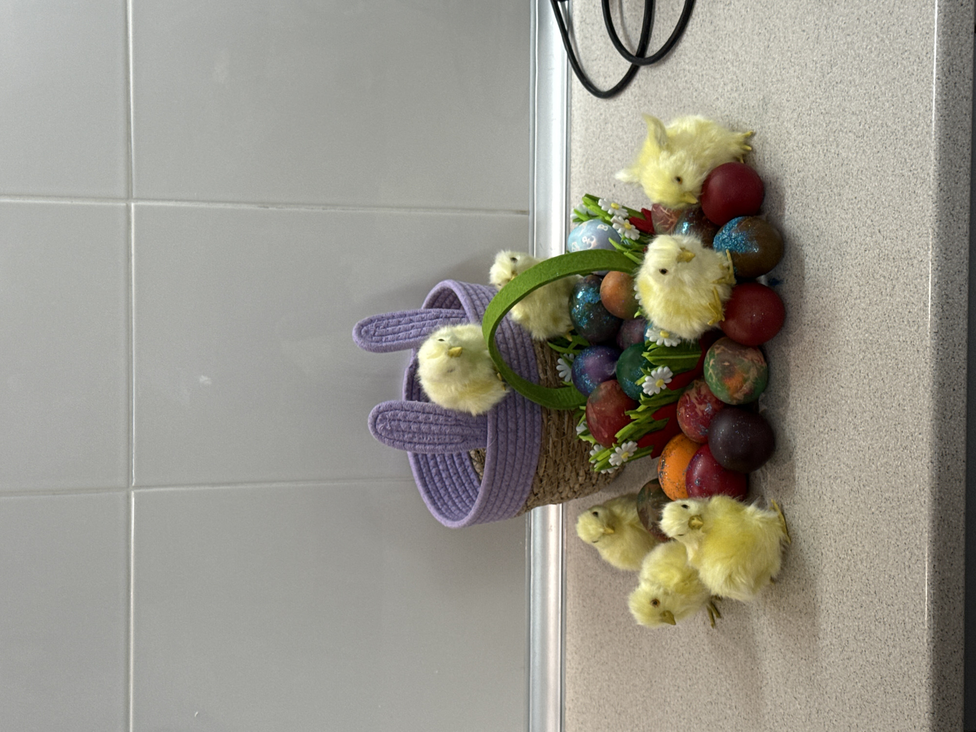 Easter basket spotted on counter in Varna, Bulgaria