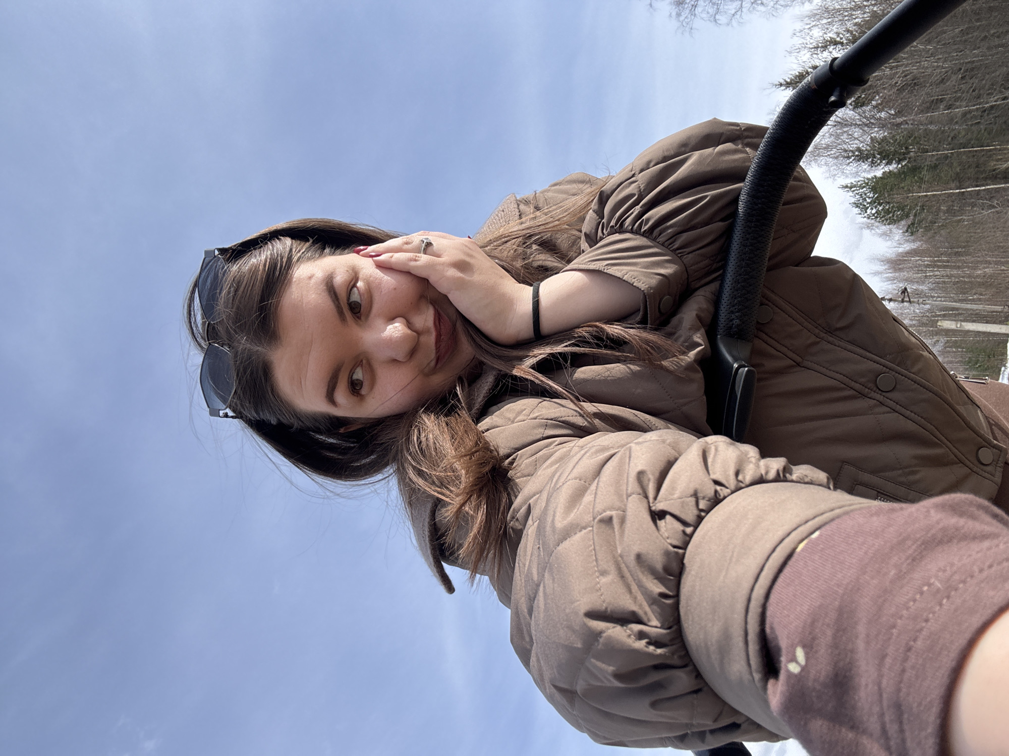 Woman documents spring morning outing in rural Russian village