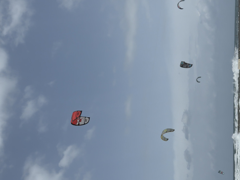 Kitesurfers active on choppy Tel Aviv coast Saturday morning