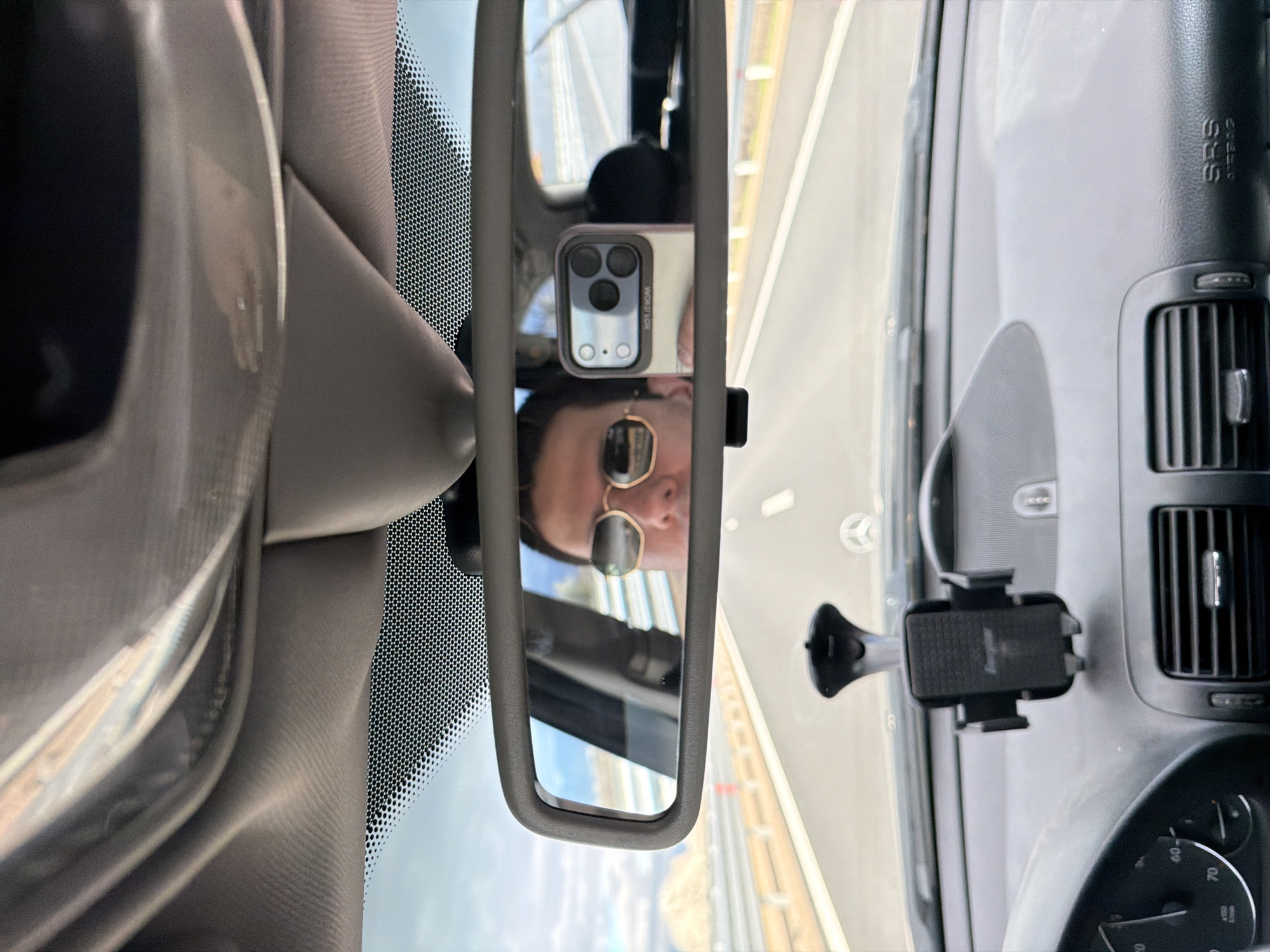 Morning drive captured in Mercedes-Benz interior in Bulgaria