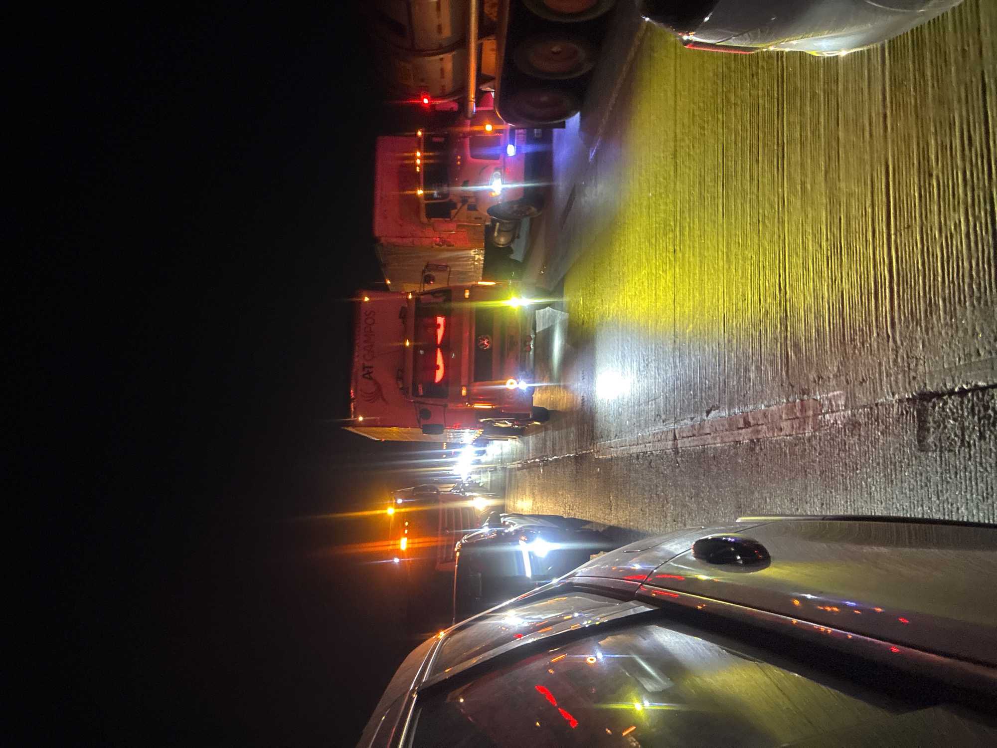 Nighttime traffic observed in Santiago Tlapanaloya, Mexico