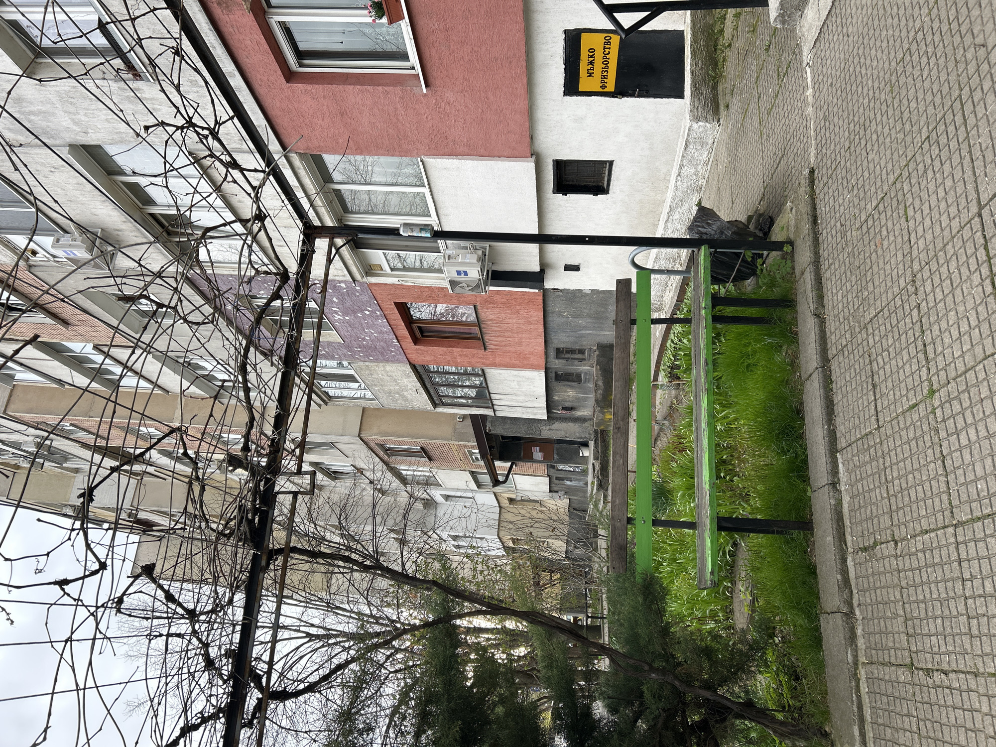 Morning street scene documented in Sofia, Bulgaria