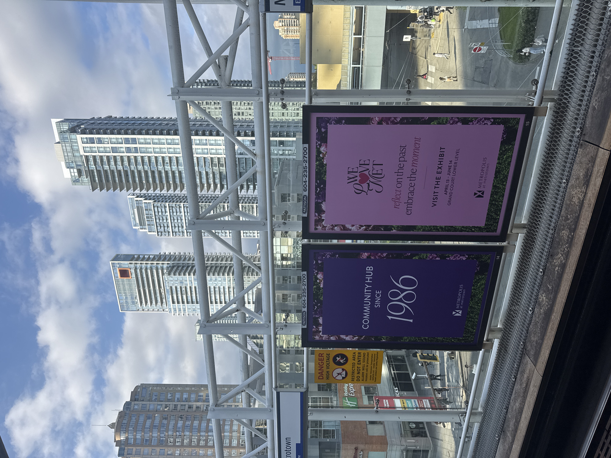 Daytime urban photography captures Burnaby transit and civic infrastructure