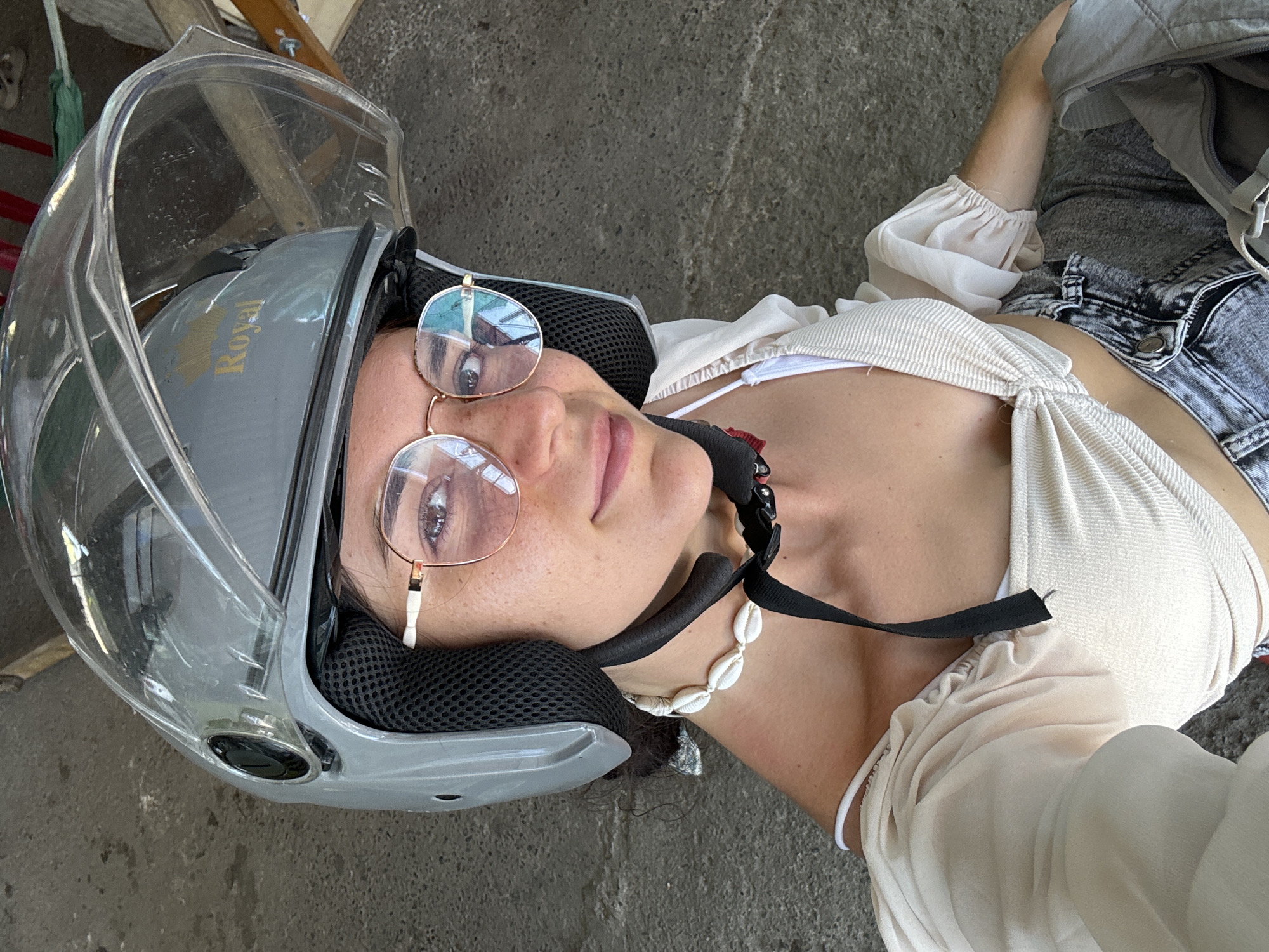 Woman takes early morning selfie in Hong Son, Vietnam
