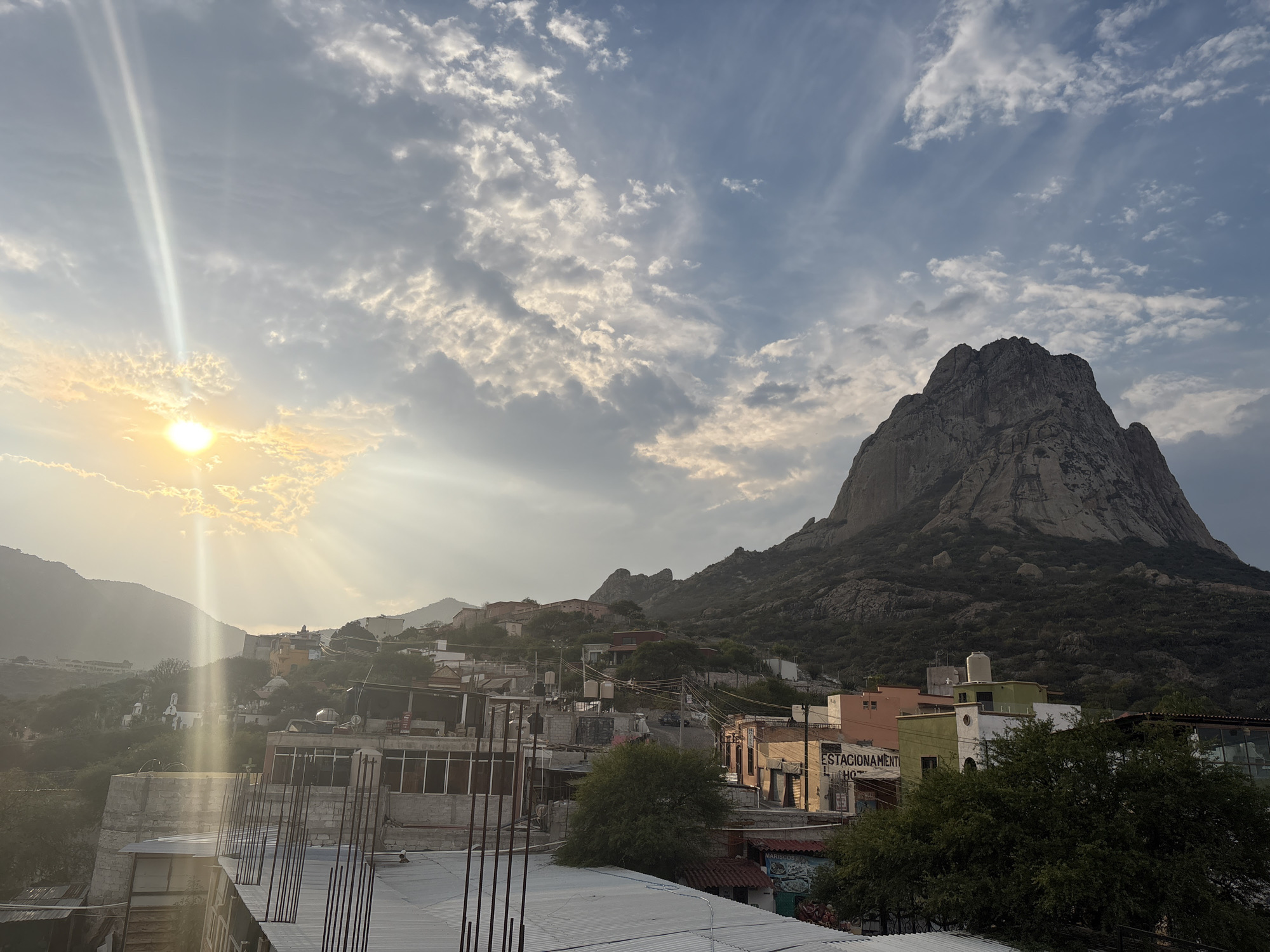 Evening views captured of Peña de Bernal monolith in Mexico