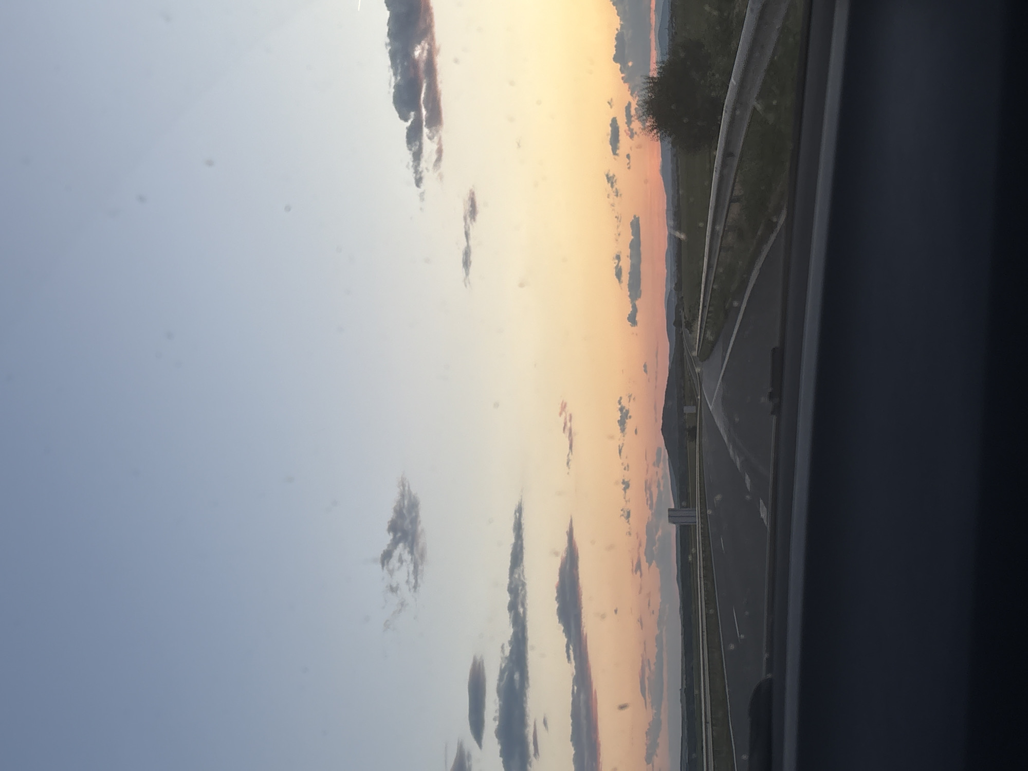 Highway sunset view from dashboard in Zimnitsa, Bulgaria