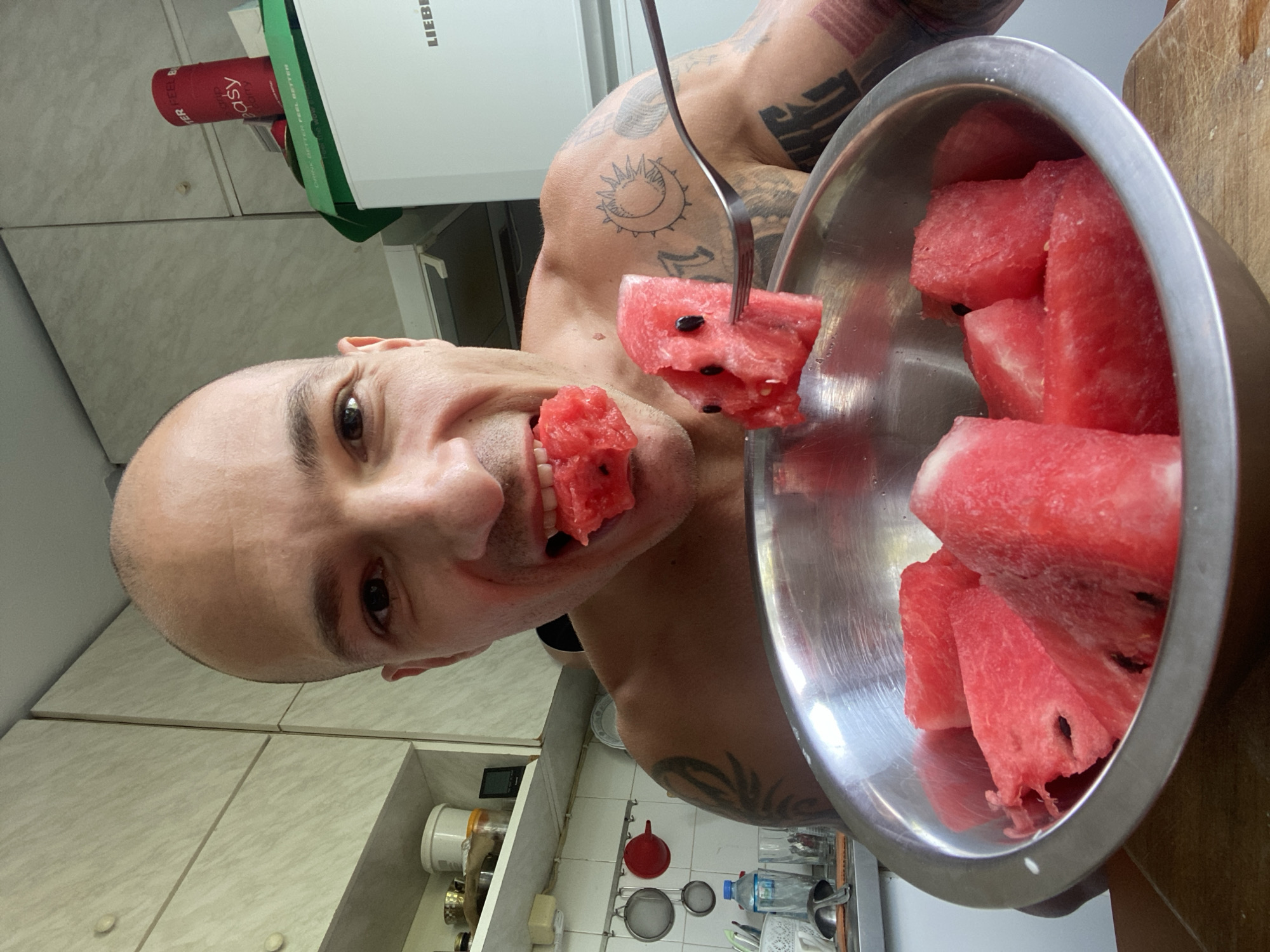 Watermelon break in a Pleven kitchen, summer 2026