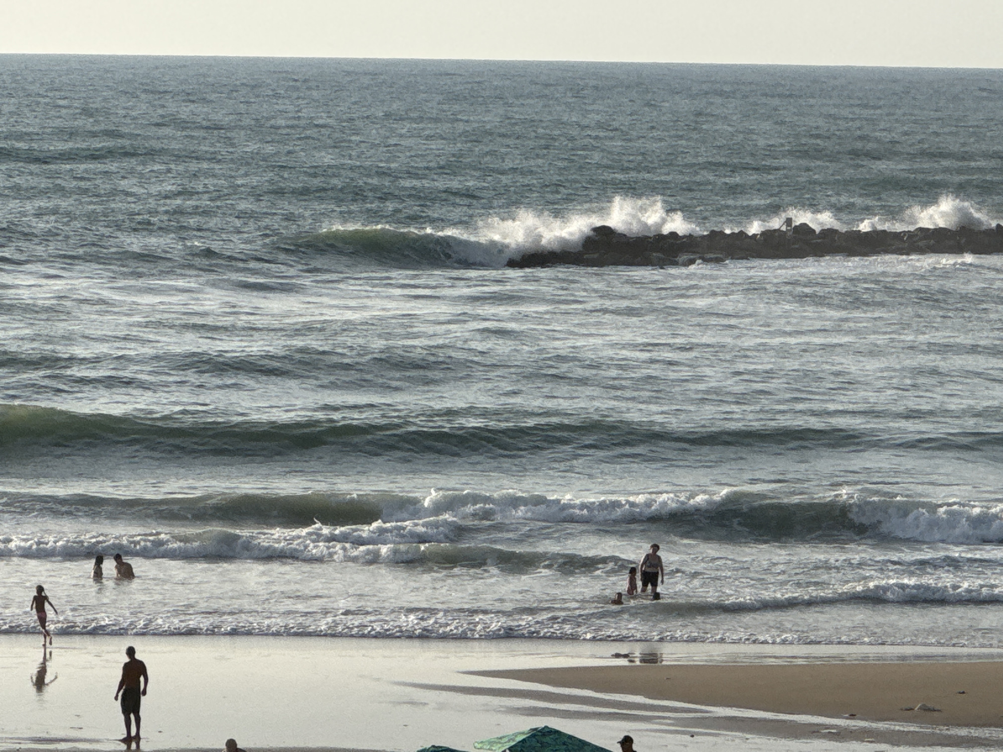 Late afternoon at a Netanya beach as the sun sets
